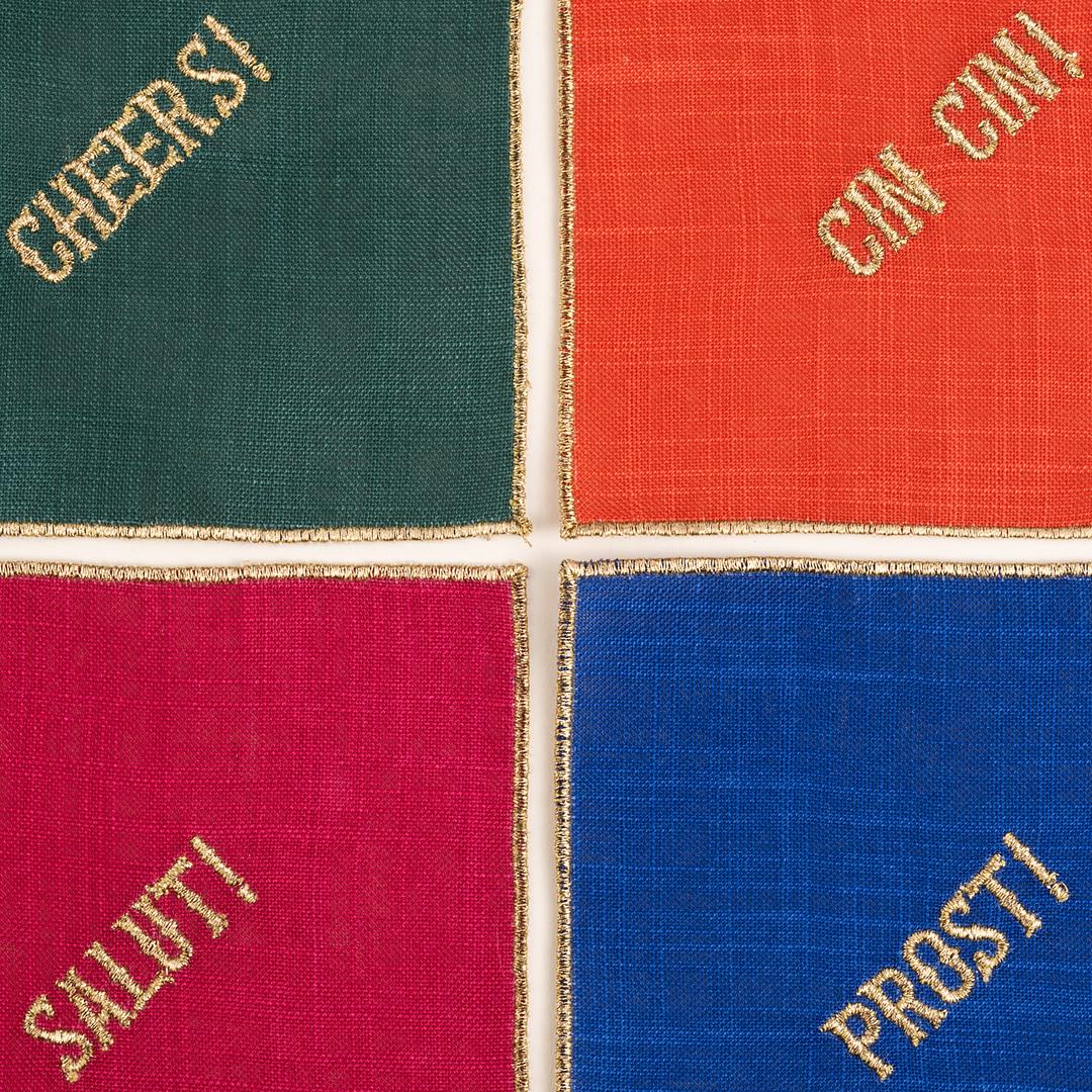 Prusa Dijital Baskılı 4'lü Polyester %100 Polyester Kokteyl Peçetesi 13x13 Cm Renkli