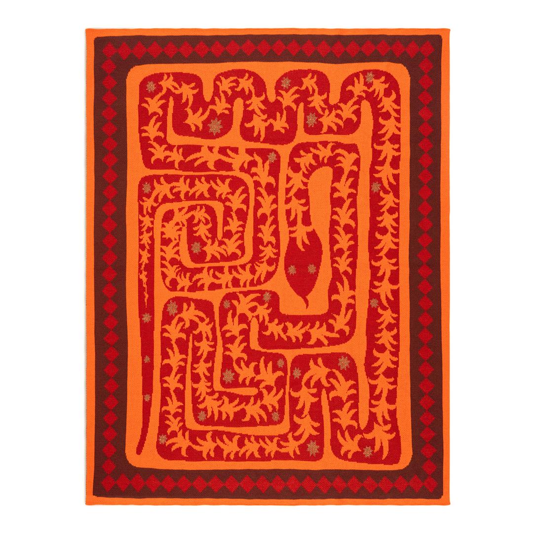 Moda Jakarlı Örme Akrilik 100% Akrilik Koltuk Şalı 130x170 Cm Bordo - Sarı