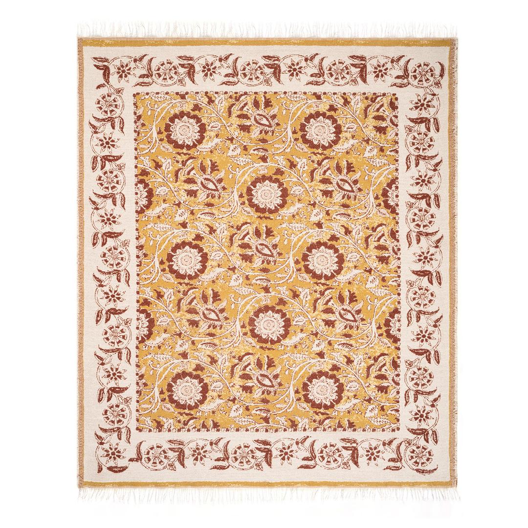 Nilüfer Saçaklı Akrilik Akrilik Koltuk Şalı 140x180 Cm Sarı