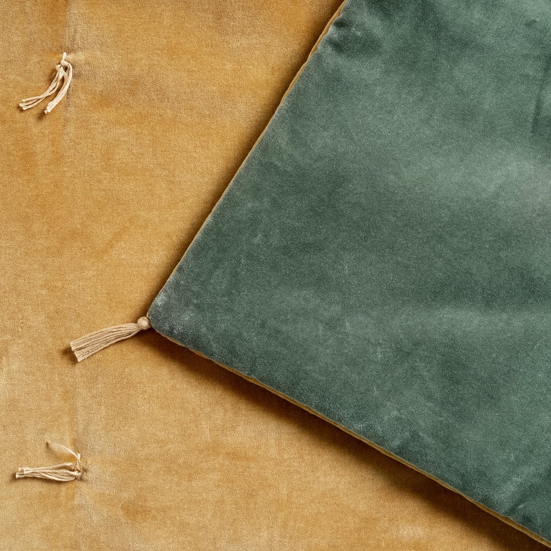 Okhla El İşi Kapitoneli Pamuk %100 Pamuk Kadife Koltuk Matı 85x185 Cm Orman Yeşilı - Hardal
