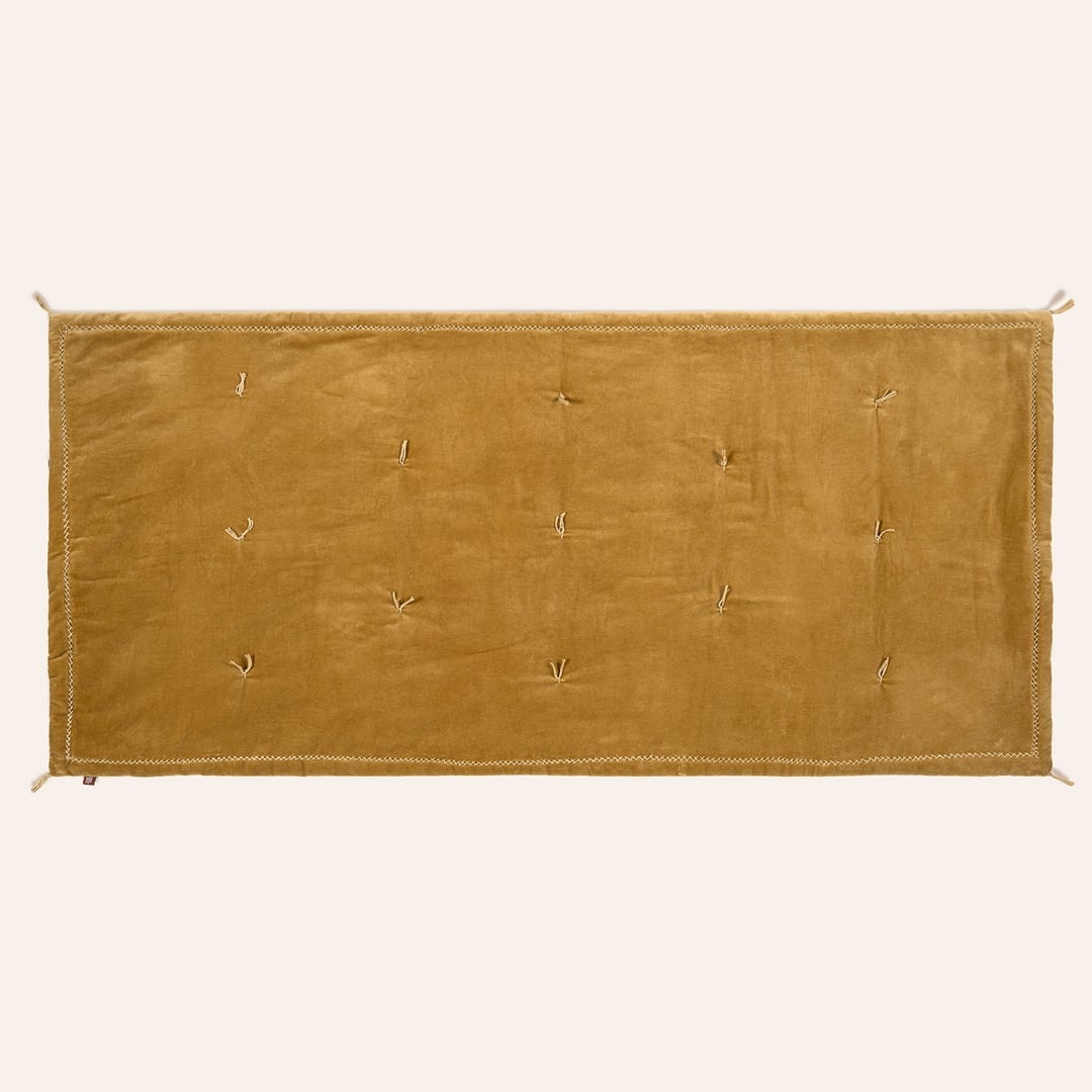 Okhla El İşi Kapitoneli Pamuk %100 Pamuk Kadife Koltuk Matı 85x185 Cm Orman Yeşilı - Hardal