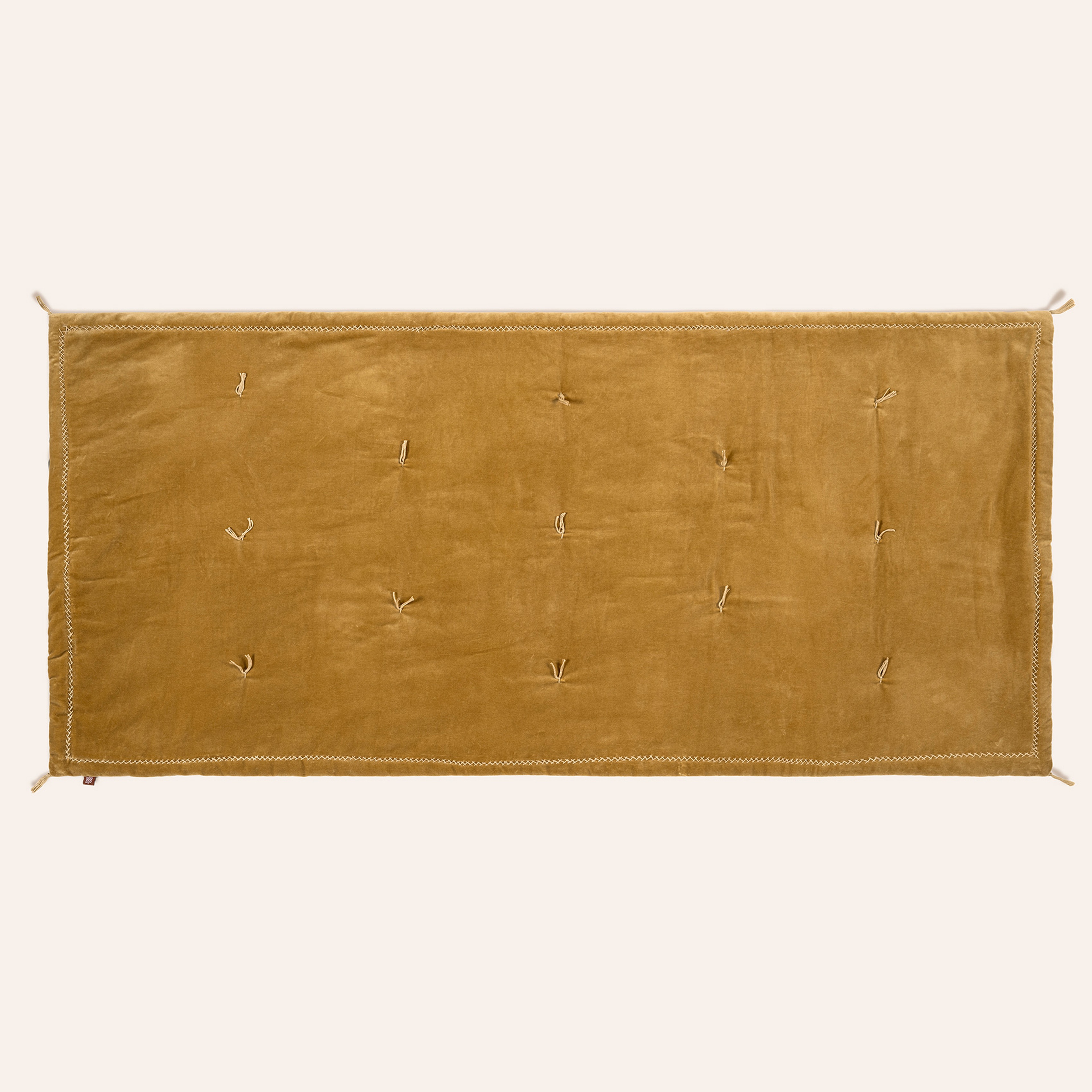 Okhla El İşi Kapitoneli Pamuk %100 Pamuk Kadife Koltuk Matı 85x185 Cm Orman Yeşilı - Hardal