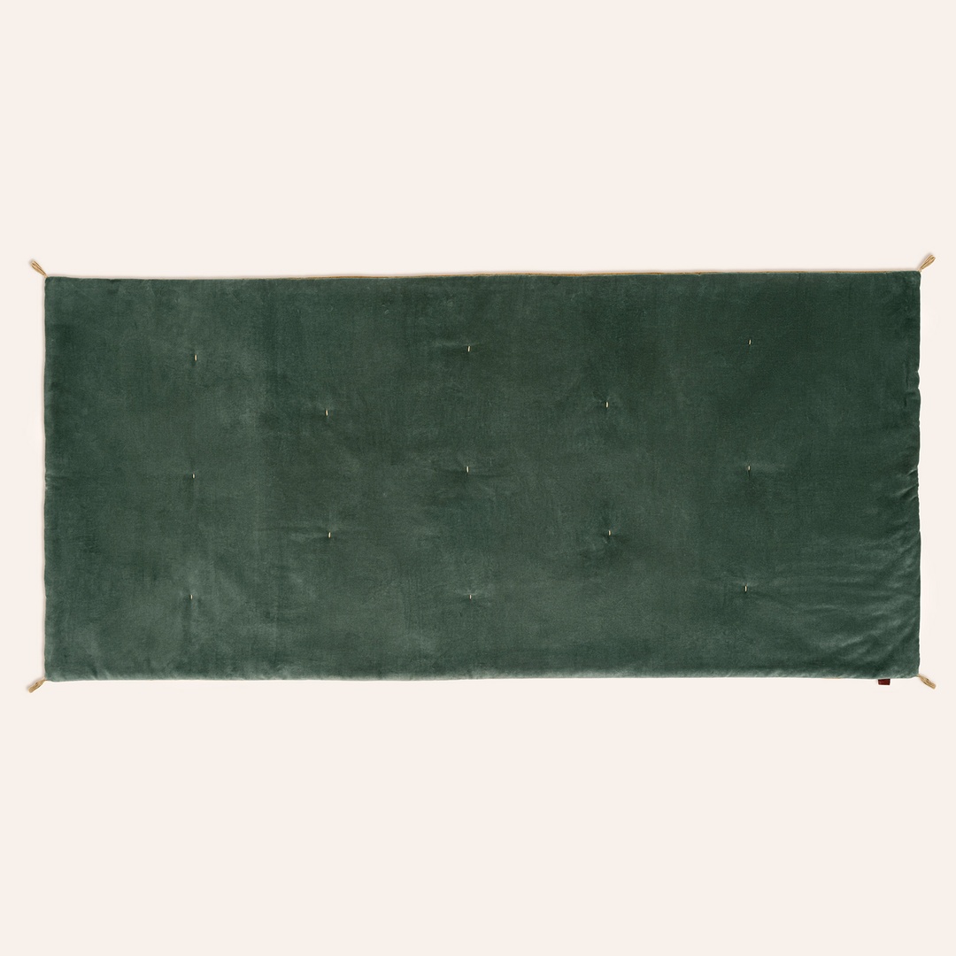 Okhla El İşi Kapitoneli Pamuk %100 Pamuk Kadife Koltuk Matı 85x185 Cm Orman Yeşilı - Hardal