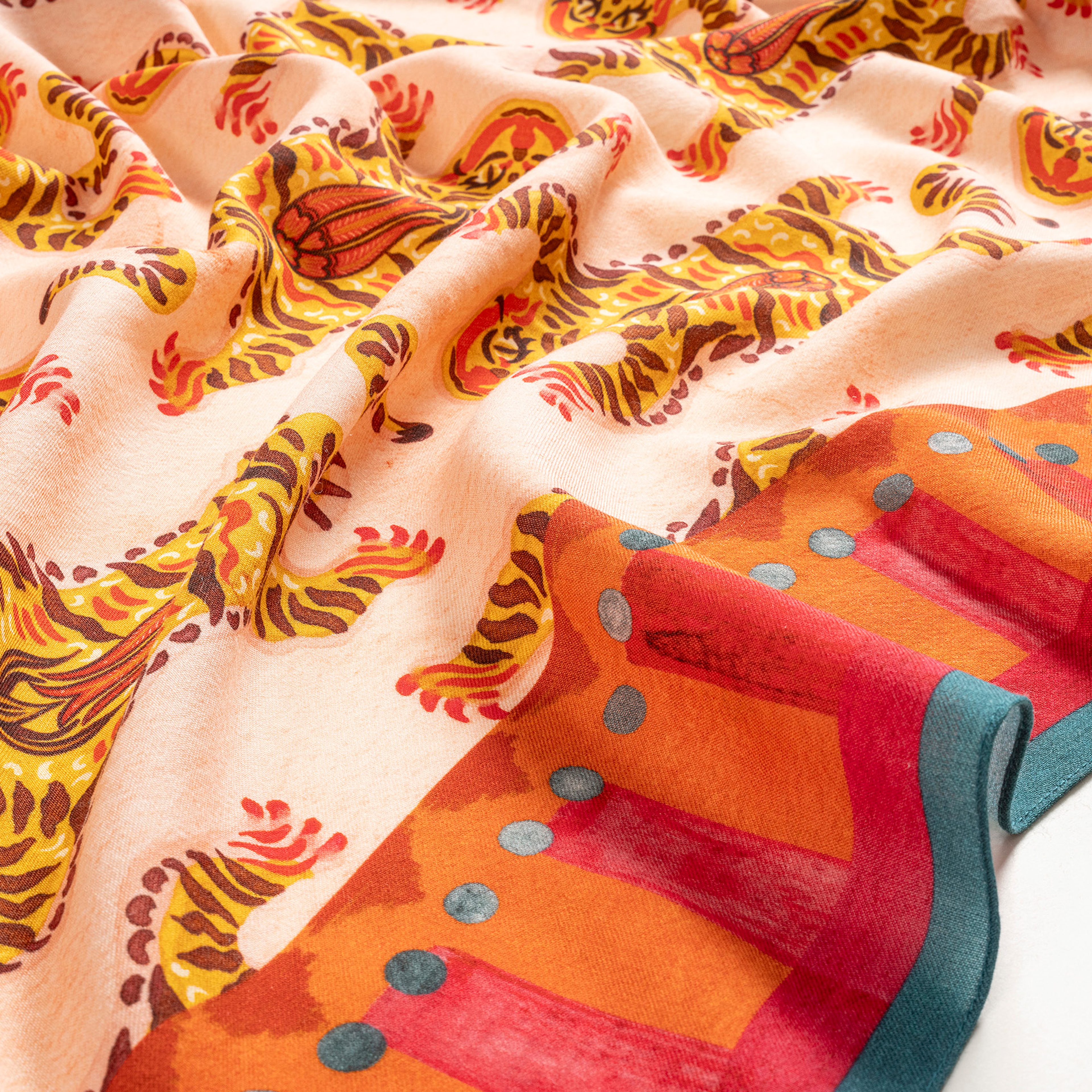 Pera Dijital Baskılı %100 Yün Şal 140x140 Cm Renkli