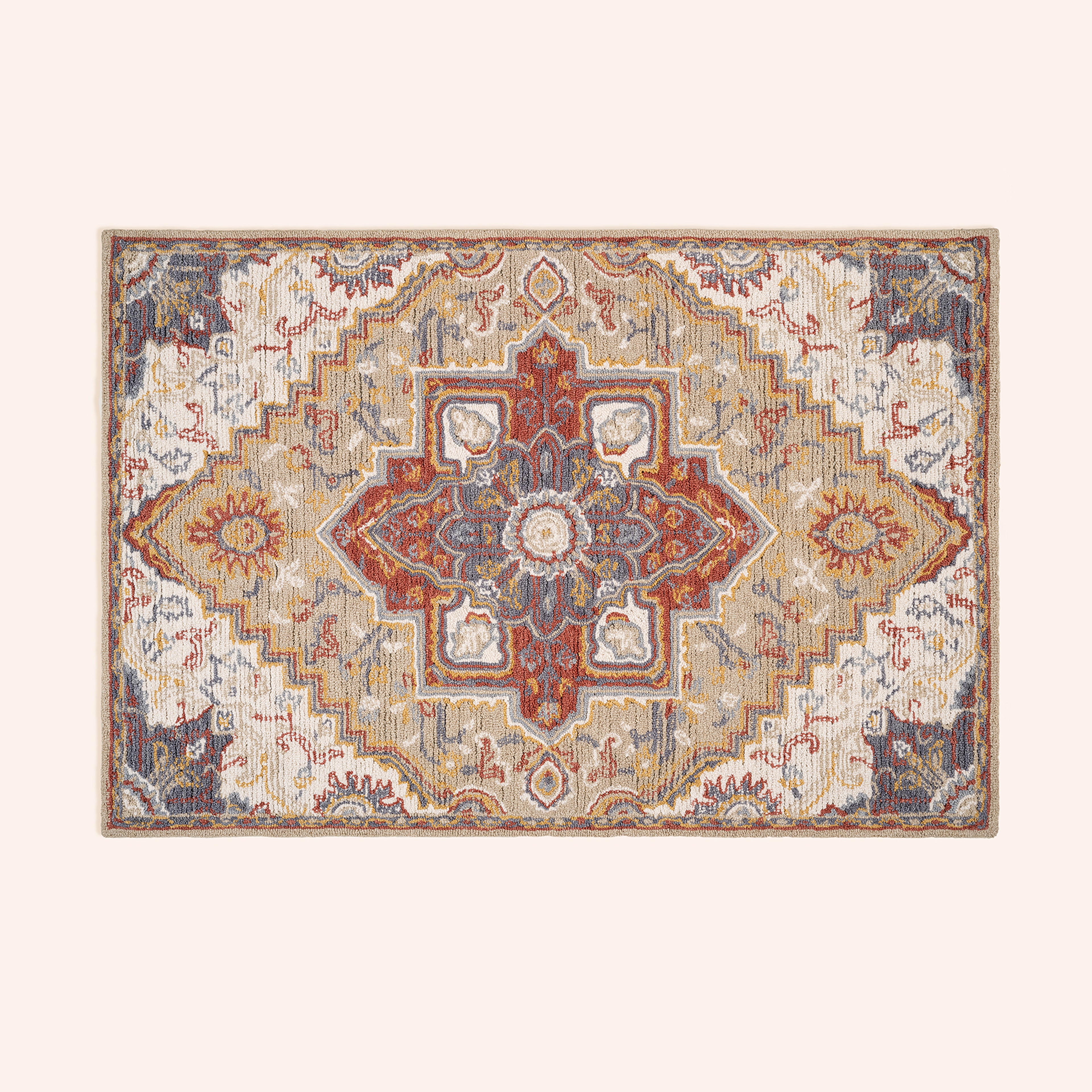 Palrı Yün Halı 160x230 Cm Krem