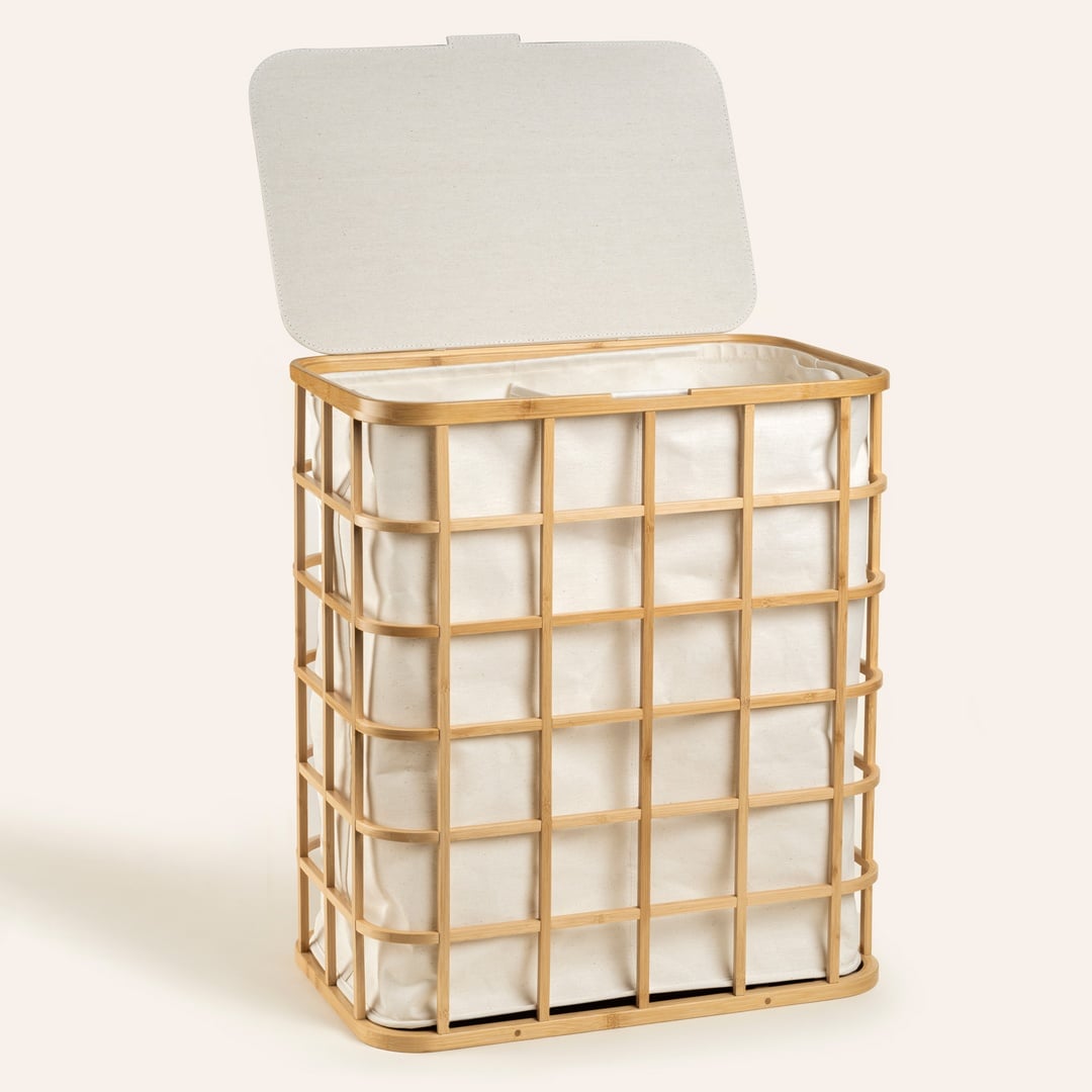 Dalı Bambu Çamaşır Sepeti 51x32x59 Cm Natural