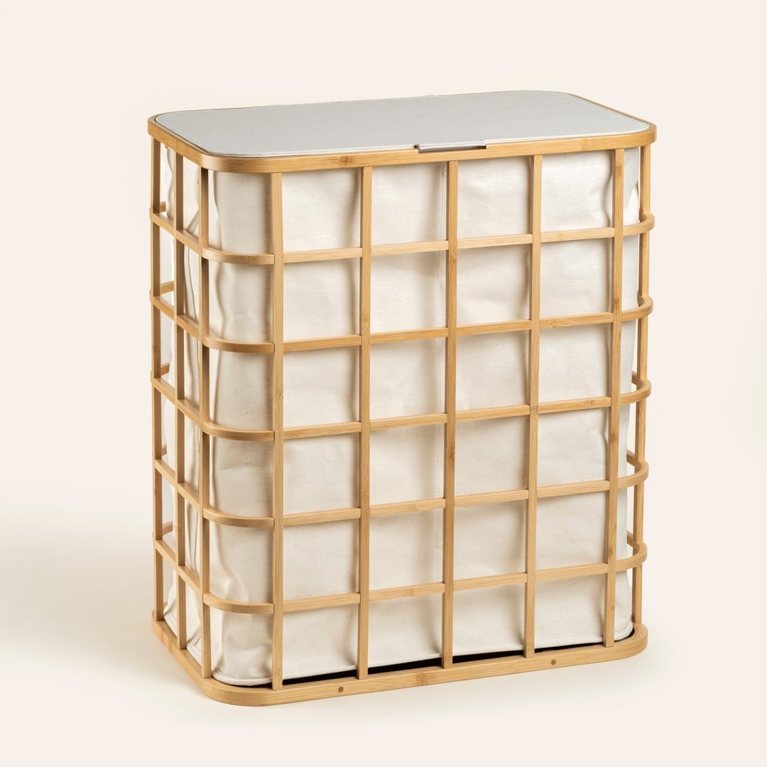 Dalı Bambu Çamaşır Sepeti 51x32x59 Cm Natural