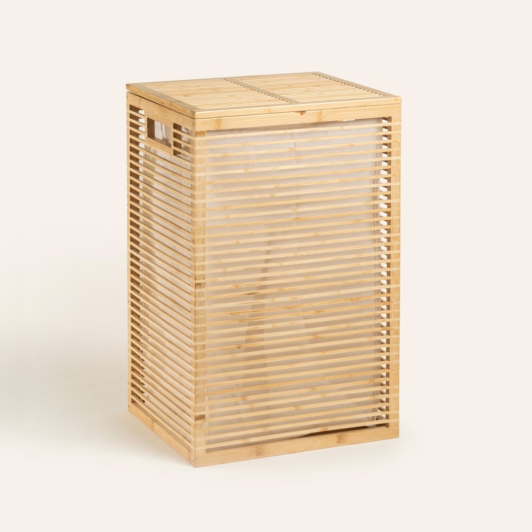 Dalı Bambu Çamaşır Sepeti 37x33x60 Cm Natural