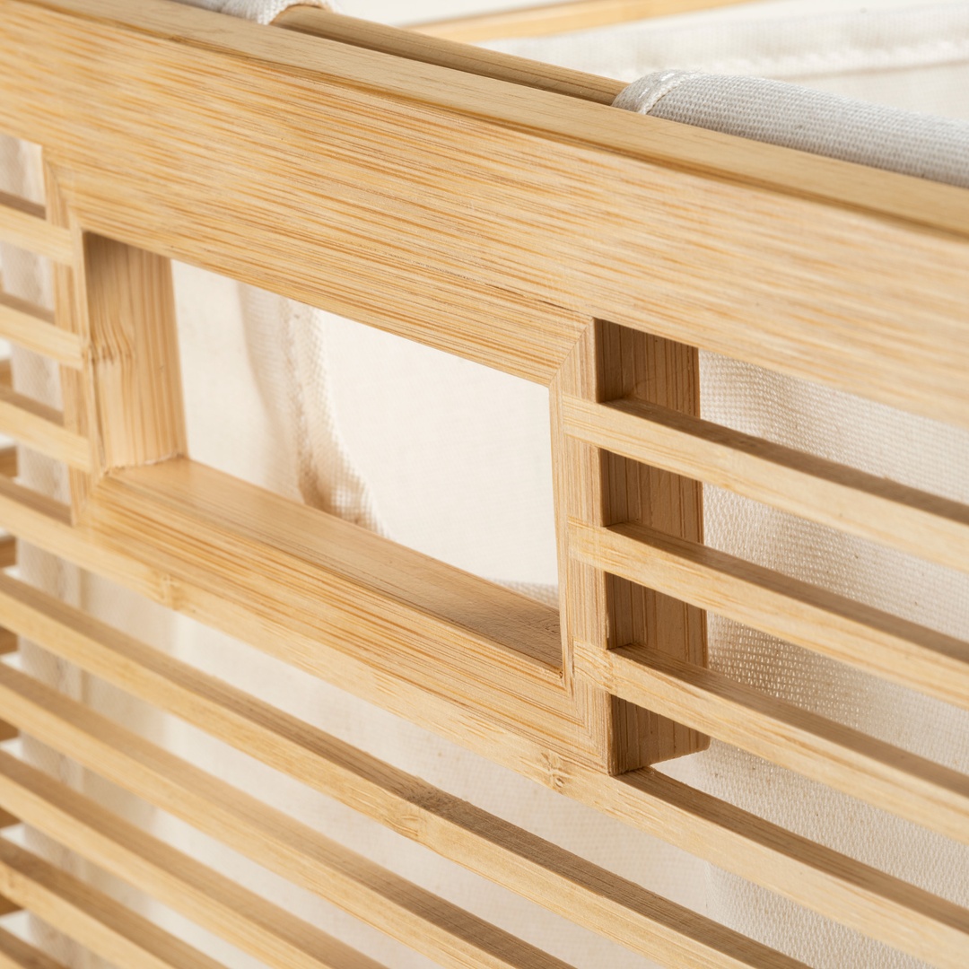 Dalı Bambu Çamaşır Sepeti 37x33x60 Cm Natural