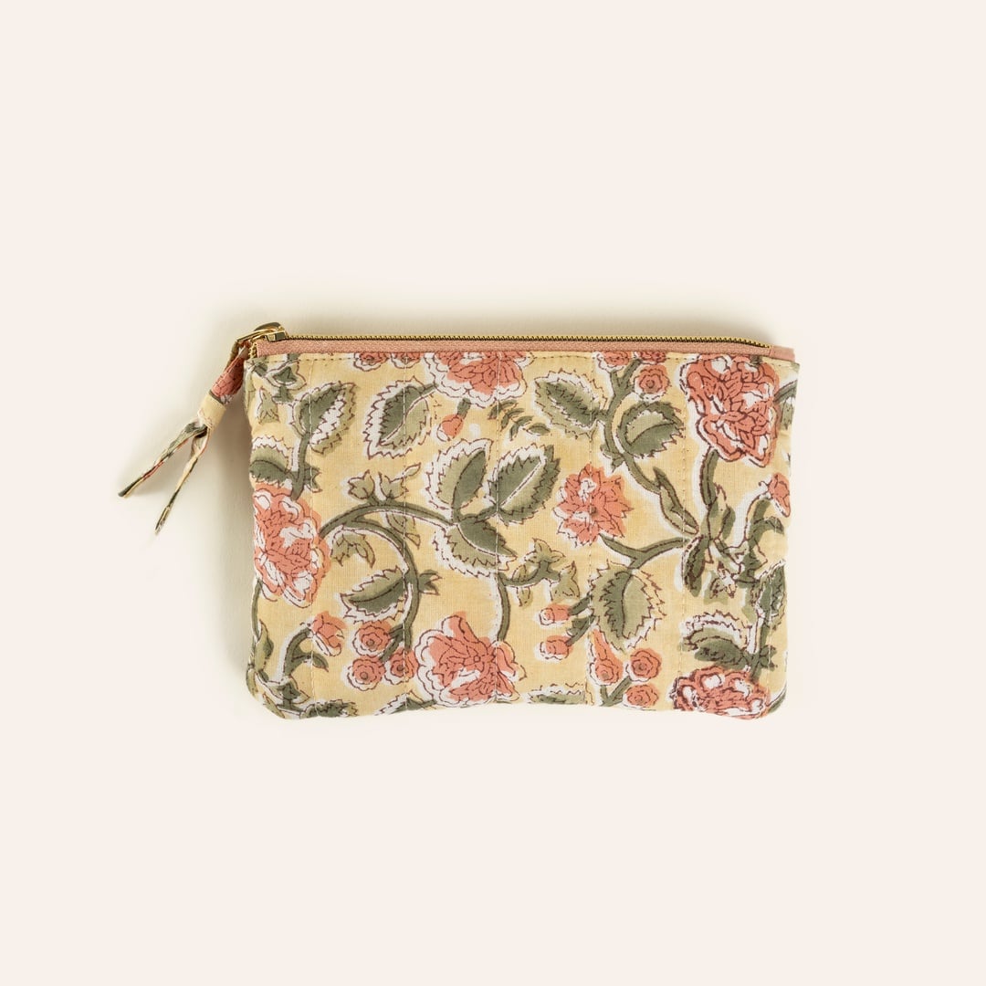 Delhı El Baskısı 3'lü Pamuk Pamuk Makyaj Çantası 16x24 Cm Renkli