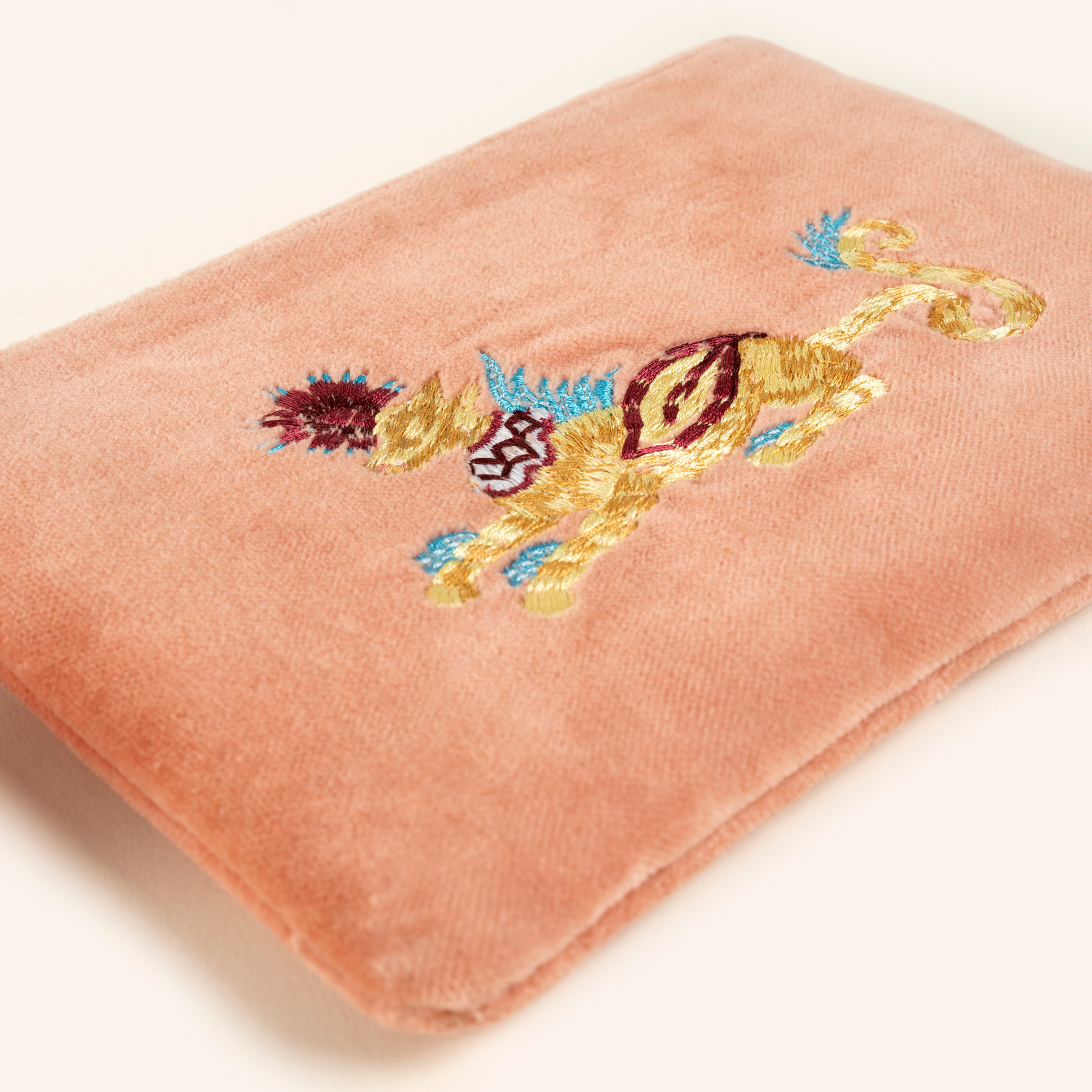 Delhı Biyeli Nakışlı Küçük Boy Pamuk Pamuk Makyaj Çantası 12x18 Cm Açık Pembe