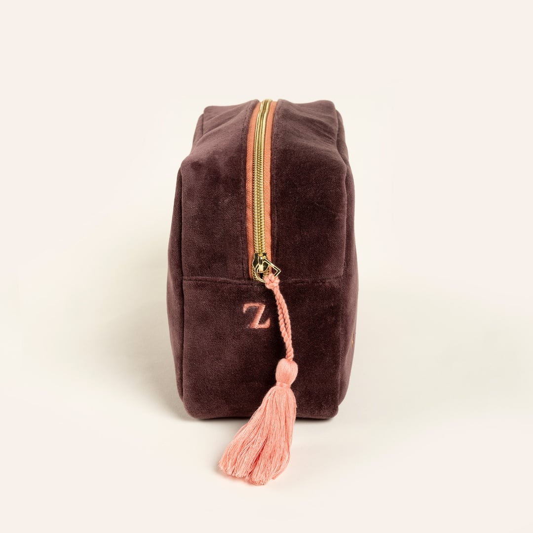 Delhı Nakışlı Büyük Boy Pamuk Pamuk Makyaj Çantası 23x15 Cm Bordo