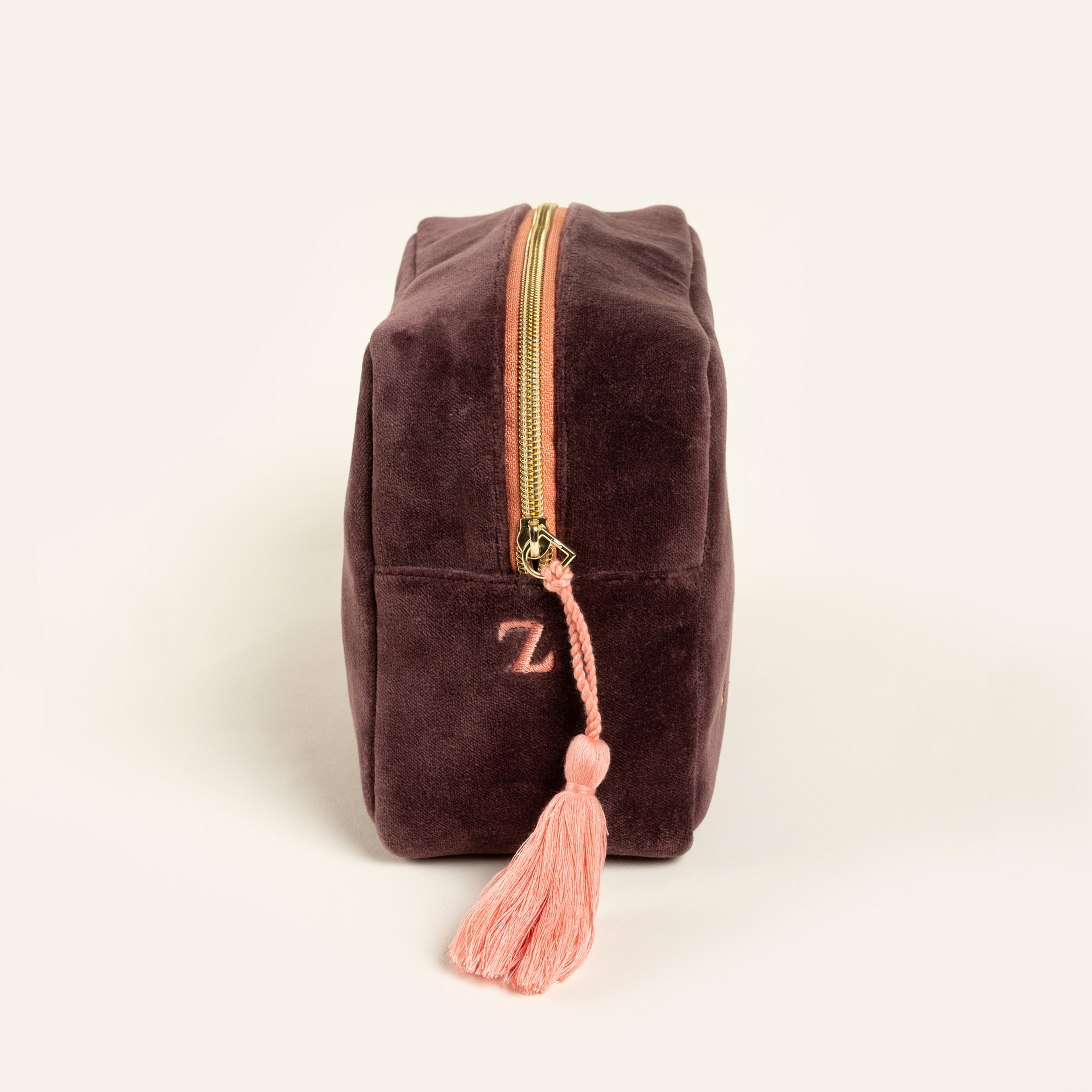 Delhı Nakışlı Büyük Boy Pamuk Pamuk Makyaj Çantası 23x15 Cm Bordo