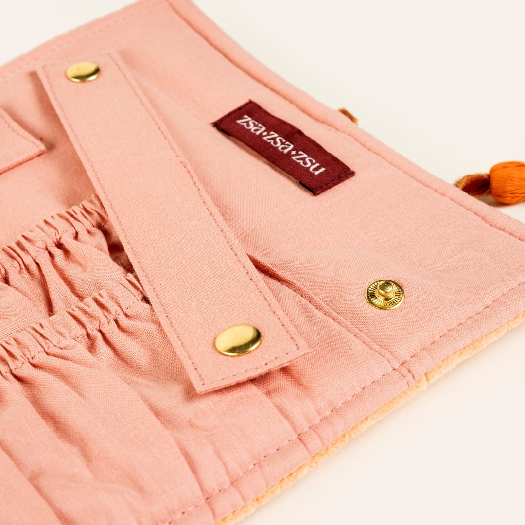 Delhı Püsküllü Nakışlı Küçük Boy Pamuk Pamuk Çanta 31.5x17.5 Cm Açık Pembe