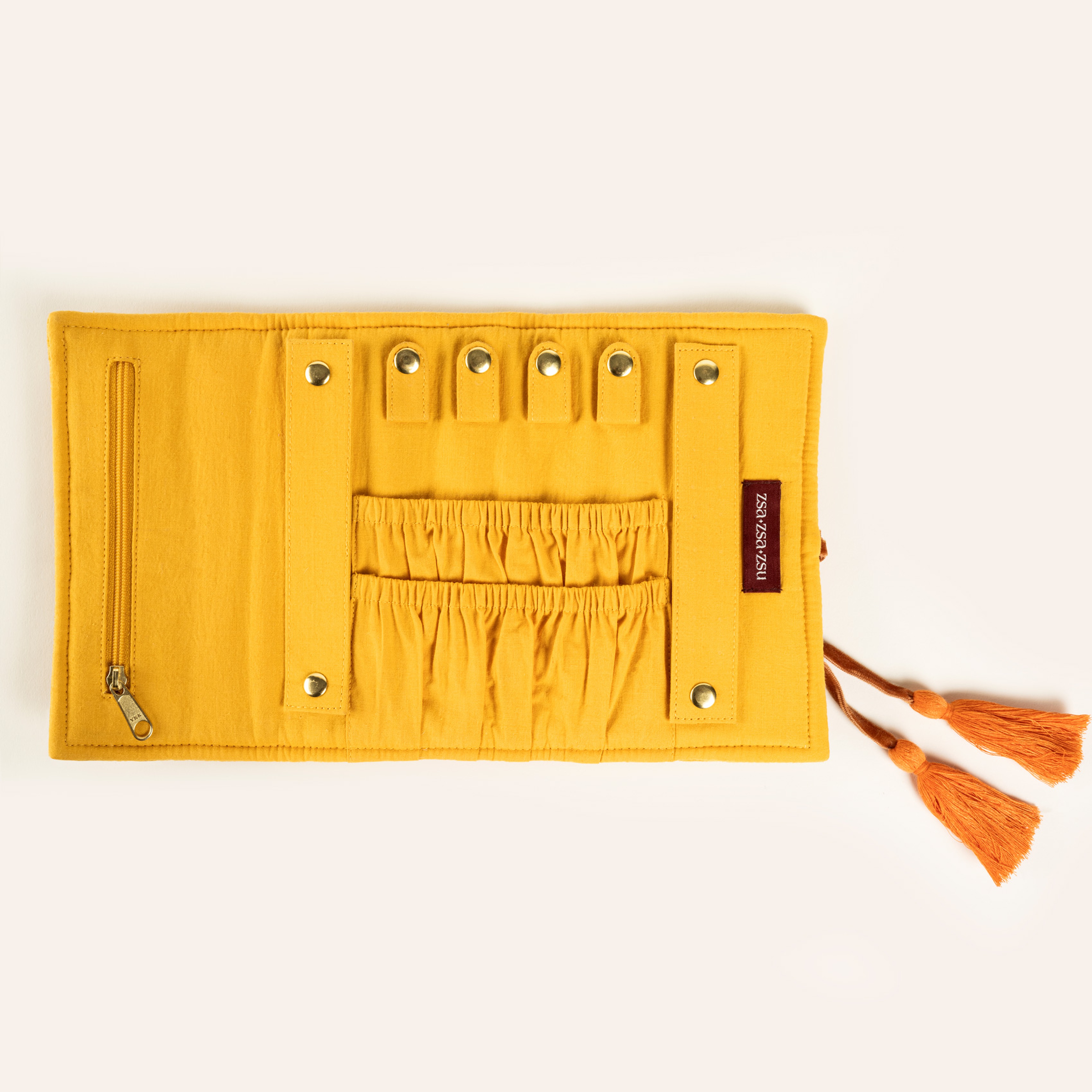 Delhı Püsküllü Nakışlı Küçük Boy Pamuk Pamuk Çanta 31.5x17.5 Cm Sarı