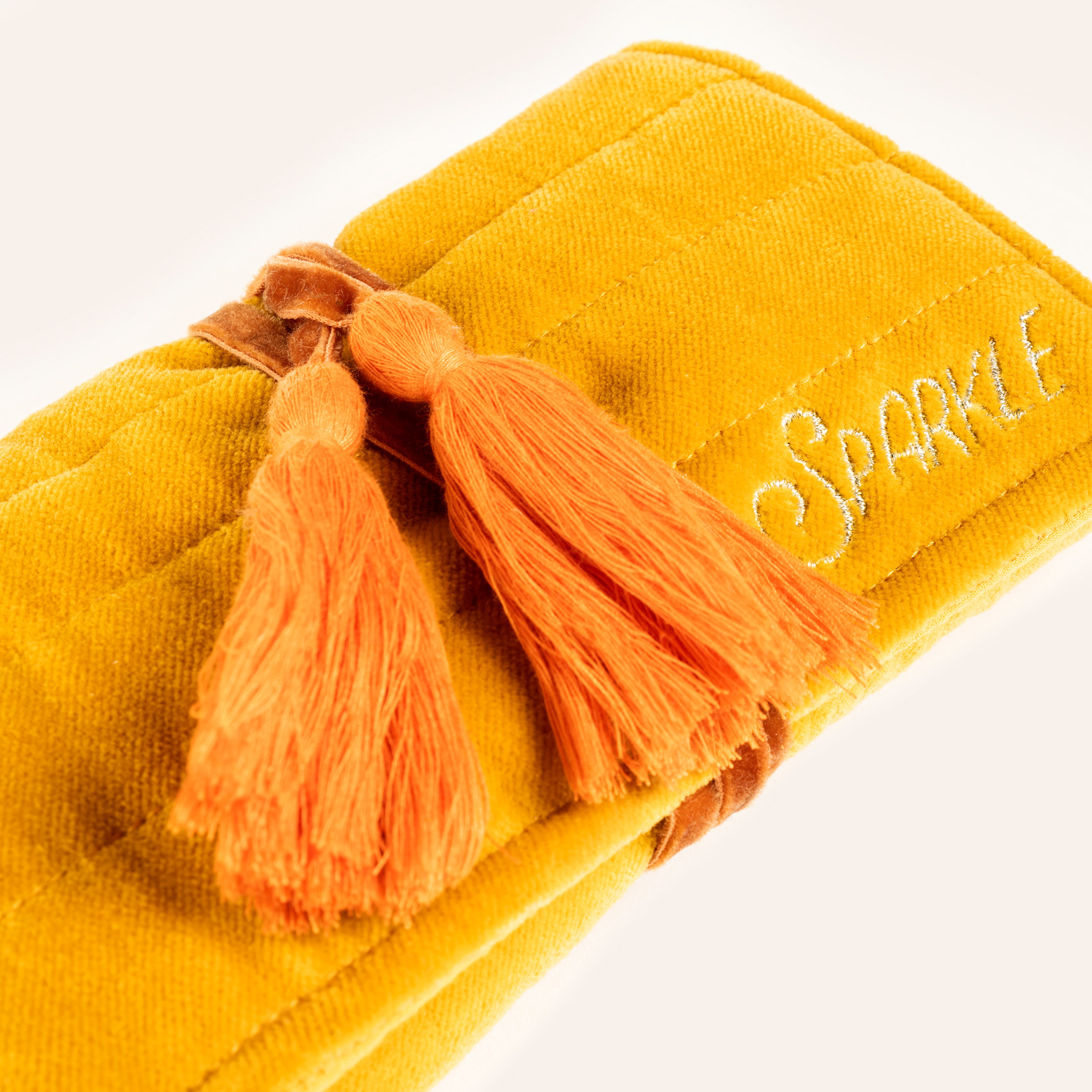 Delhı Püsküllü Nakışlı Küçük Boy Pamuk Pamuk Çanta 31.5x17.5 Cm Sarı