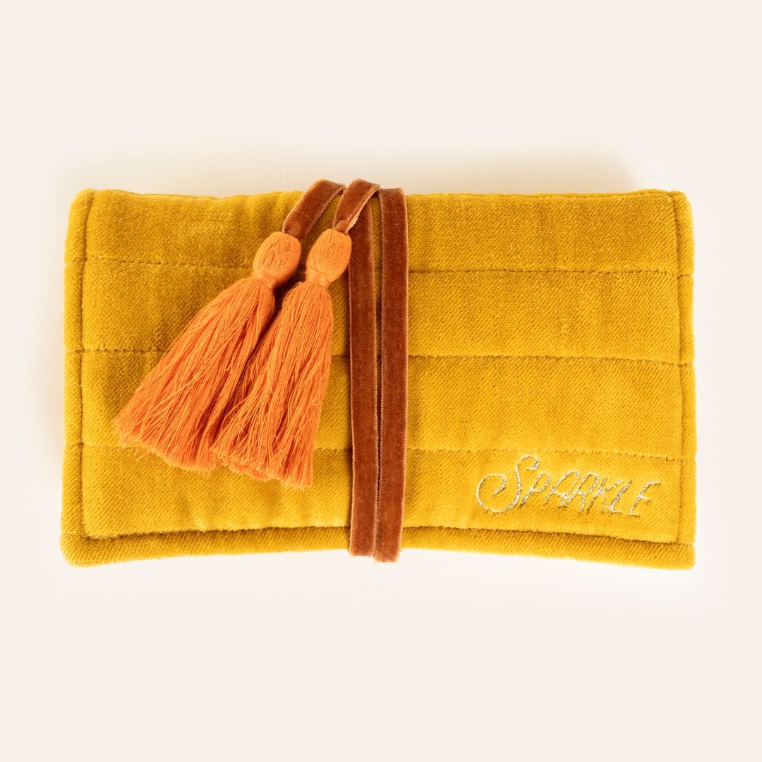 Delhı Püsküllü Nakışlı Küçük Boy Pamuk Pamuk Çanta 31.5x17.5 Cm Sarı