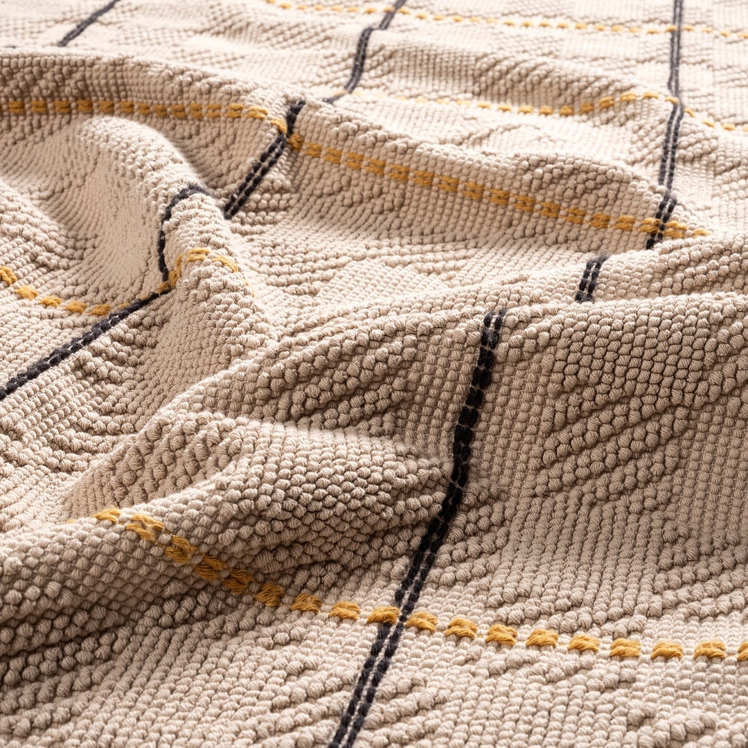 Costa Saçaklı Jakarlı Pamuk %100 Pamuk Kilim 90x140 Cm Bej