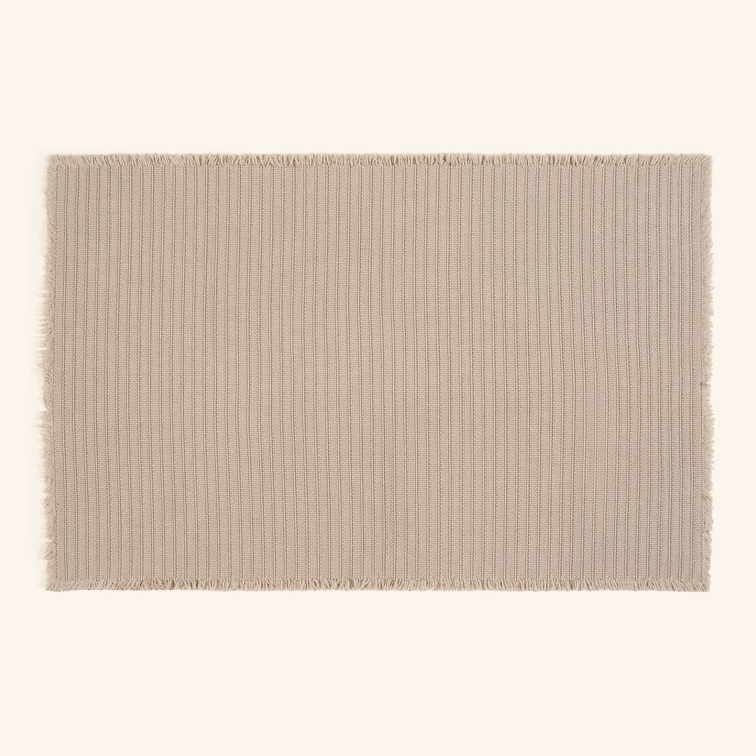 Costa Saçaklı Çizgili Pamuk %100 Pamuk Kilim 90x140 Cm Kum Rengı