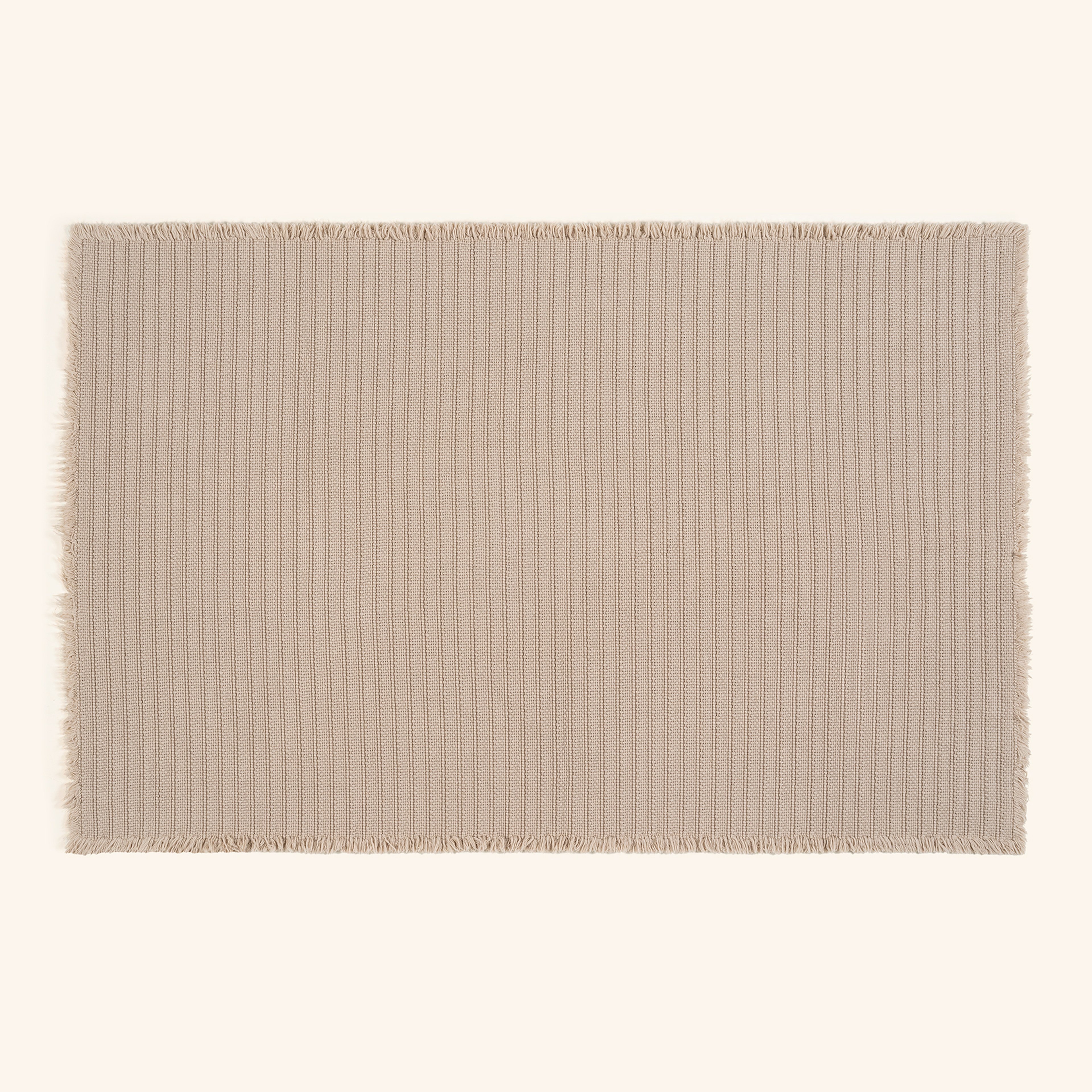 Costa Saçaklı Çizgili Pamuk %100 Pamuk Kilim 90x140 Cm Kum Rengı