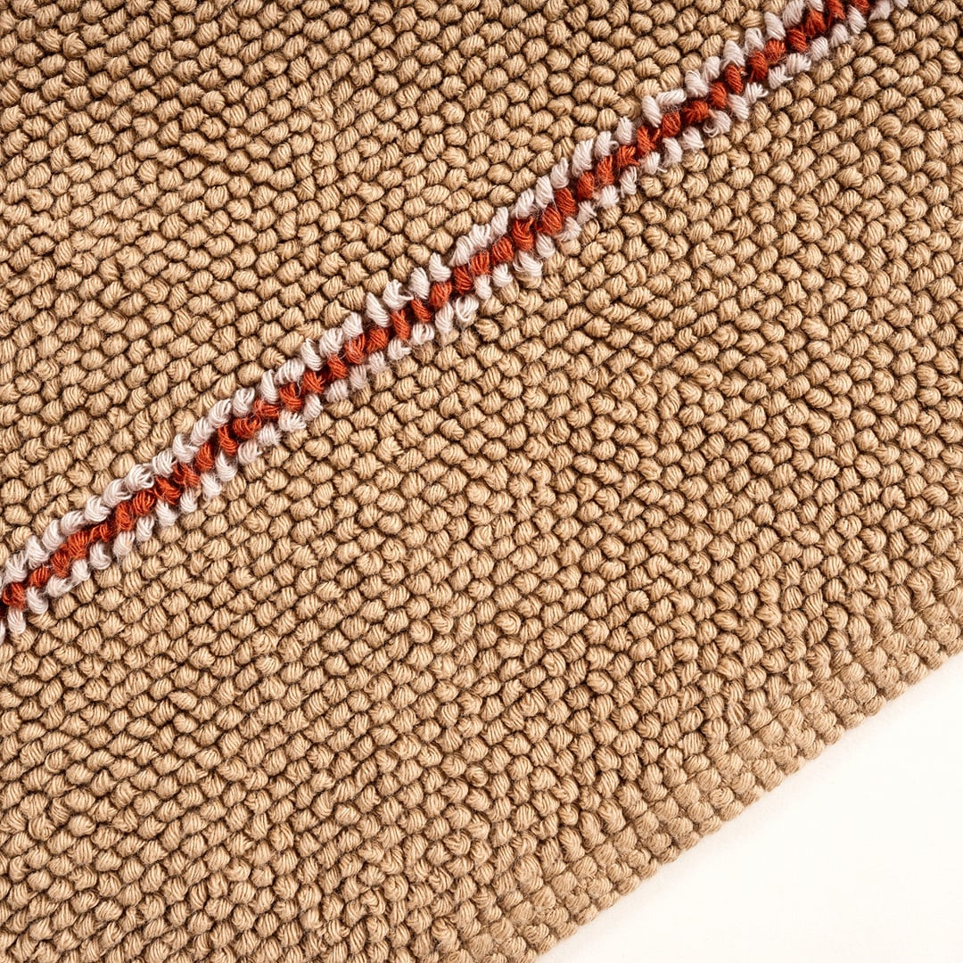 Costa Saçaklı Şerit Detaylı Pamuk Pamuk Kilim 90x140 Cm Bej