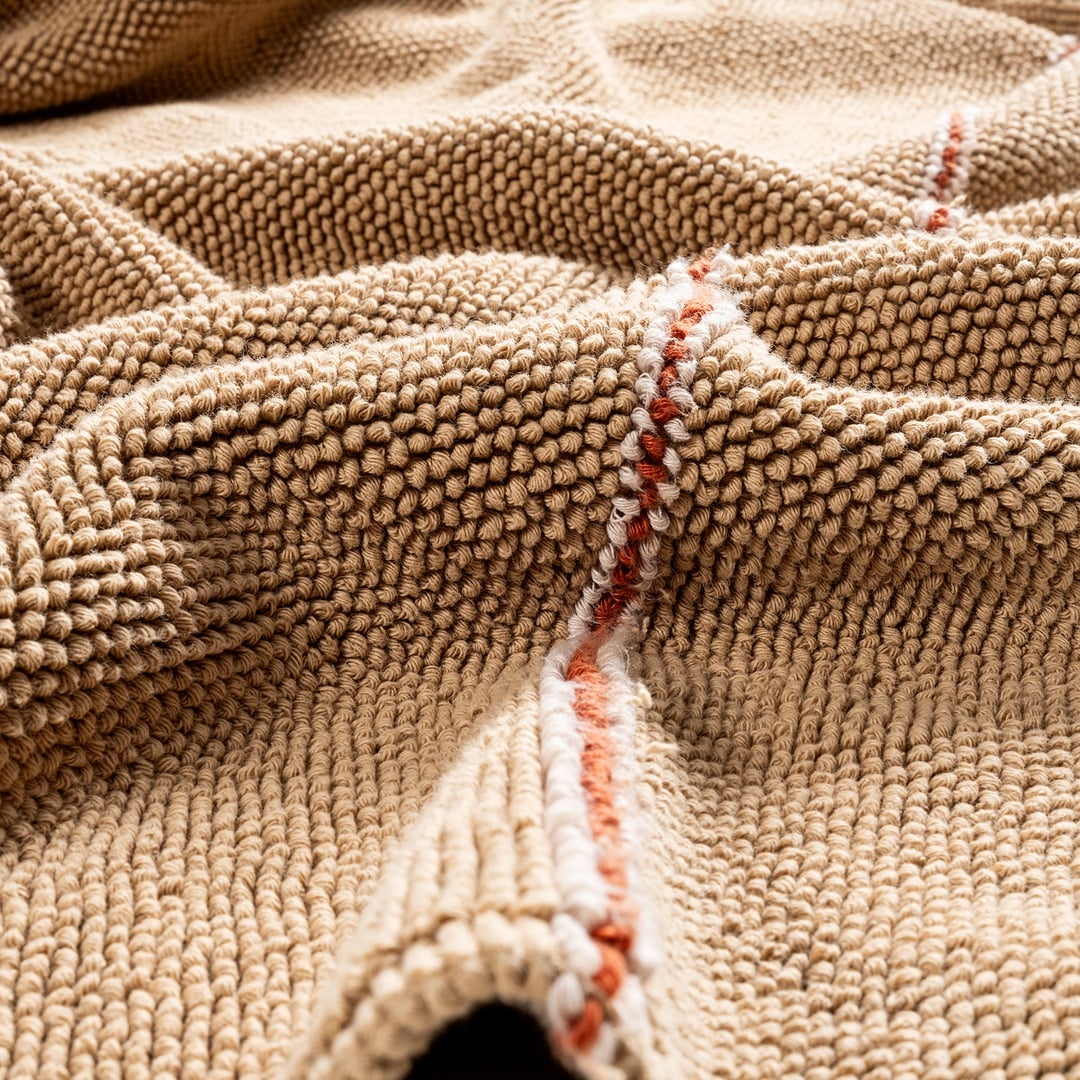 Costa Saçaklı Şerit Detaylı Pamuk Pamuk Kilim 90x140 Cm Bej