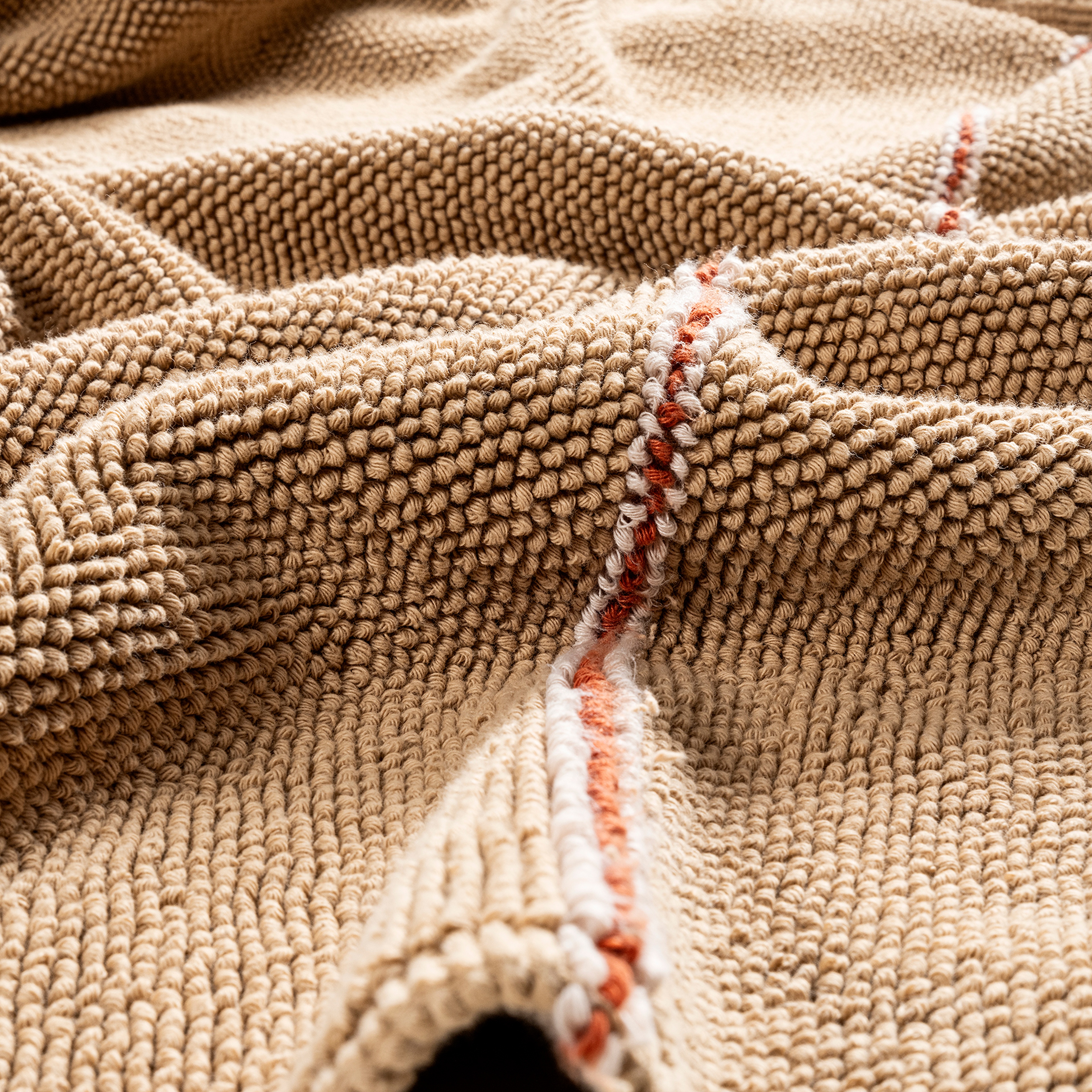 Costa Saçaklı Şerit Detaylı Pamuk Pamuk Kilim 90x140 Cm Bej