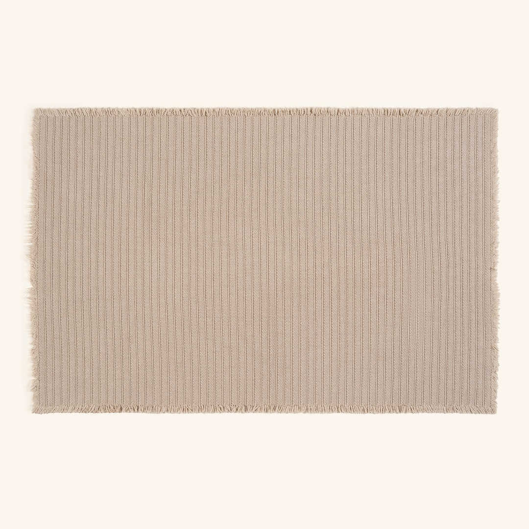 Costa Saçaklı Çizgili Pamuk %100 Pamuk Kilim 180x250 Cm Kum Rengı