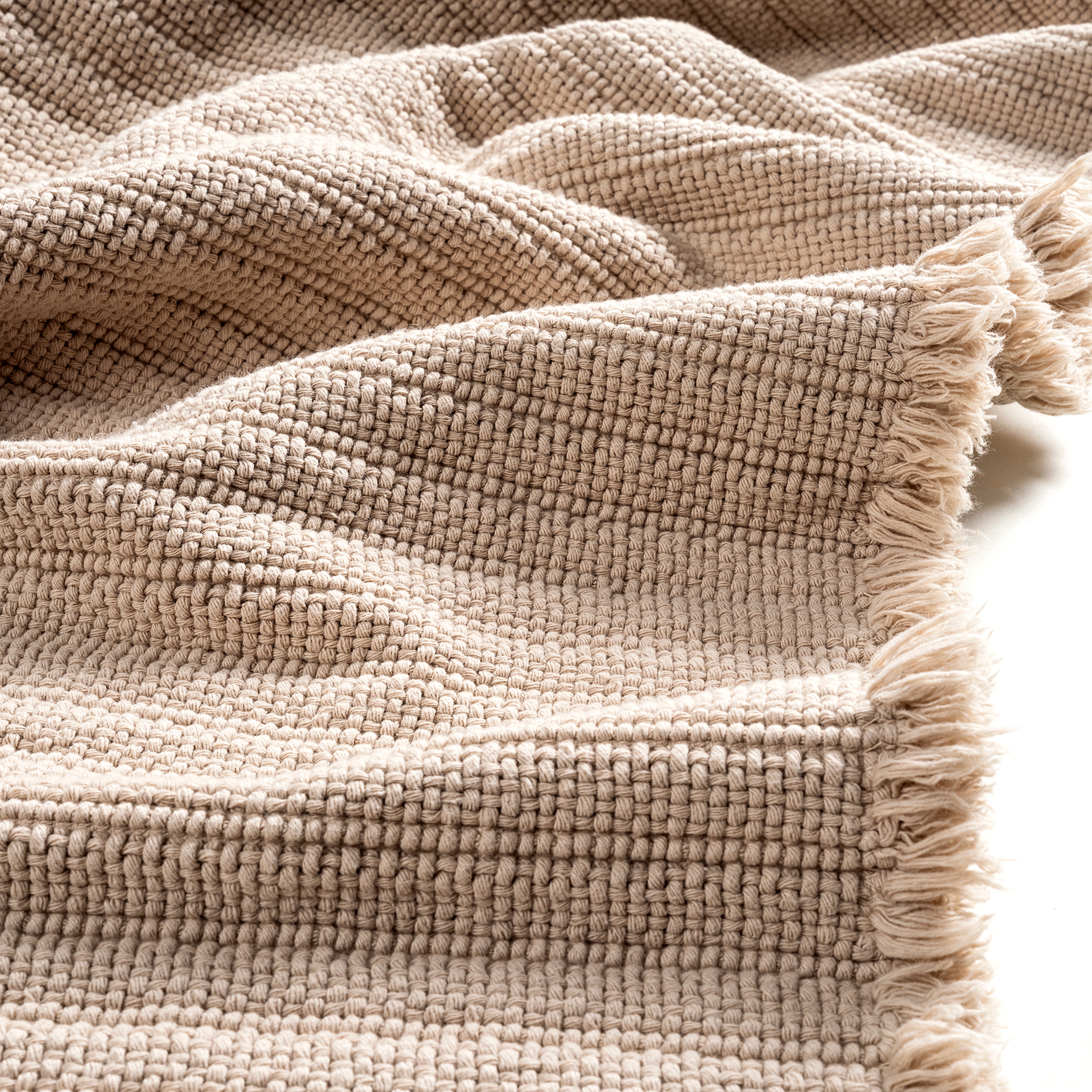 Costa Saçaklı Çizgili Pamuk %100 Pamuk Kilim 180x250 Cm Kum Rengı