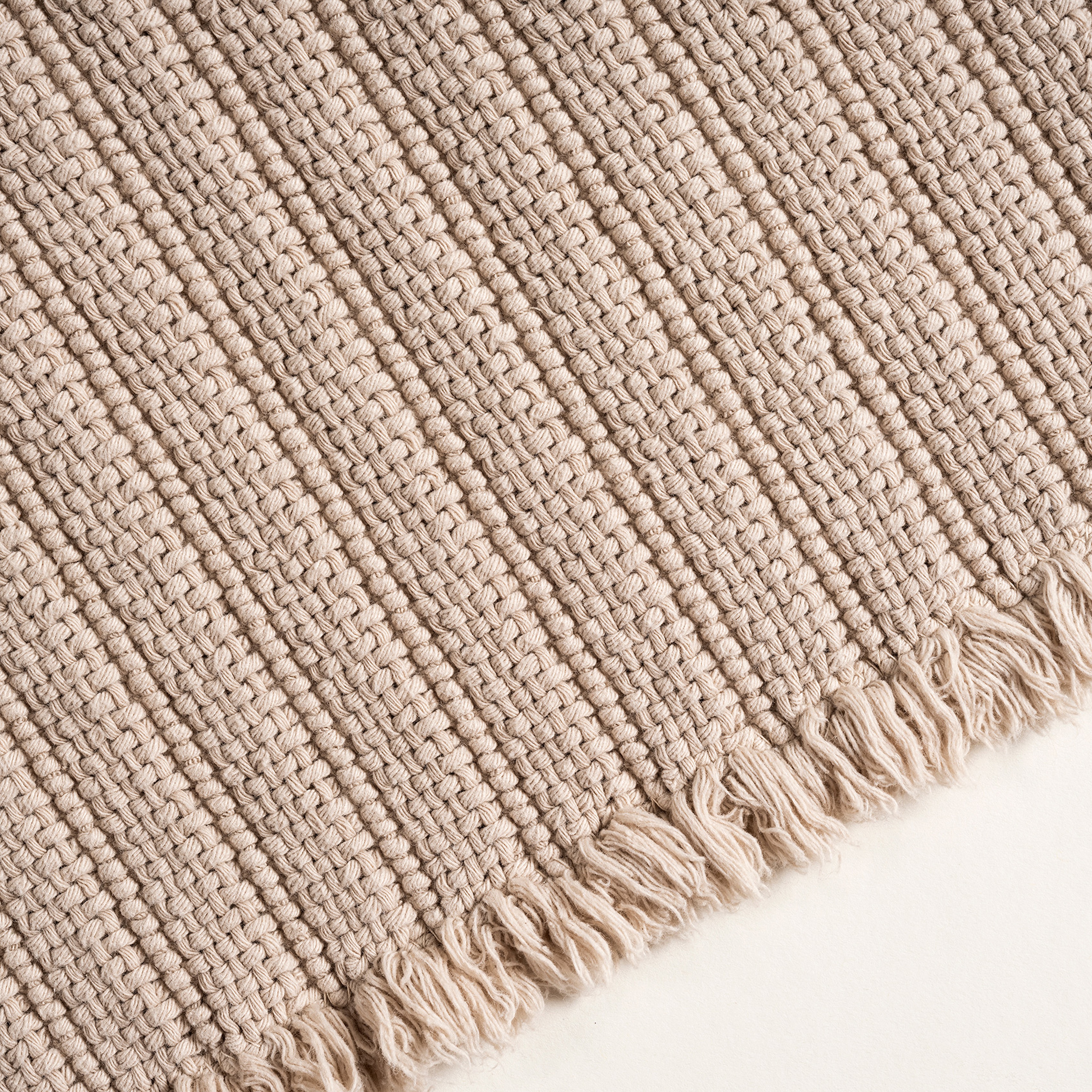 Costa Saçaklı Çizgili Pamuk %100 Pamuk Kilim 180x250 Cm Kum Rengı