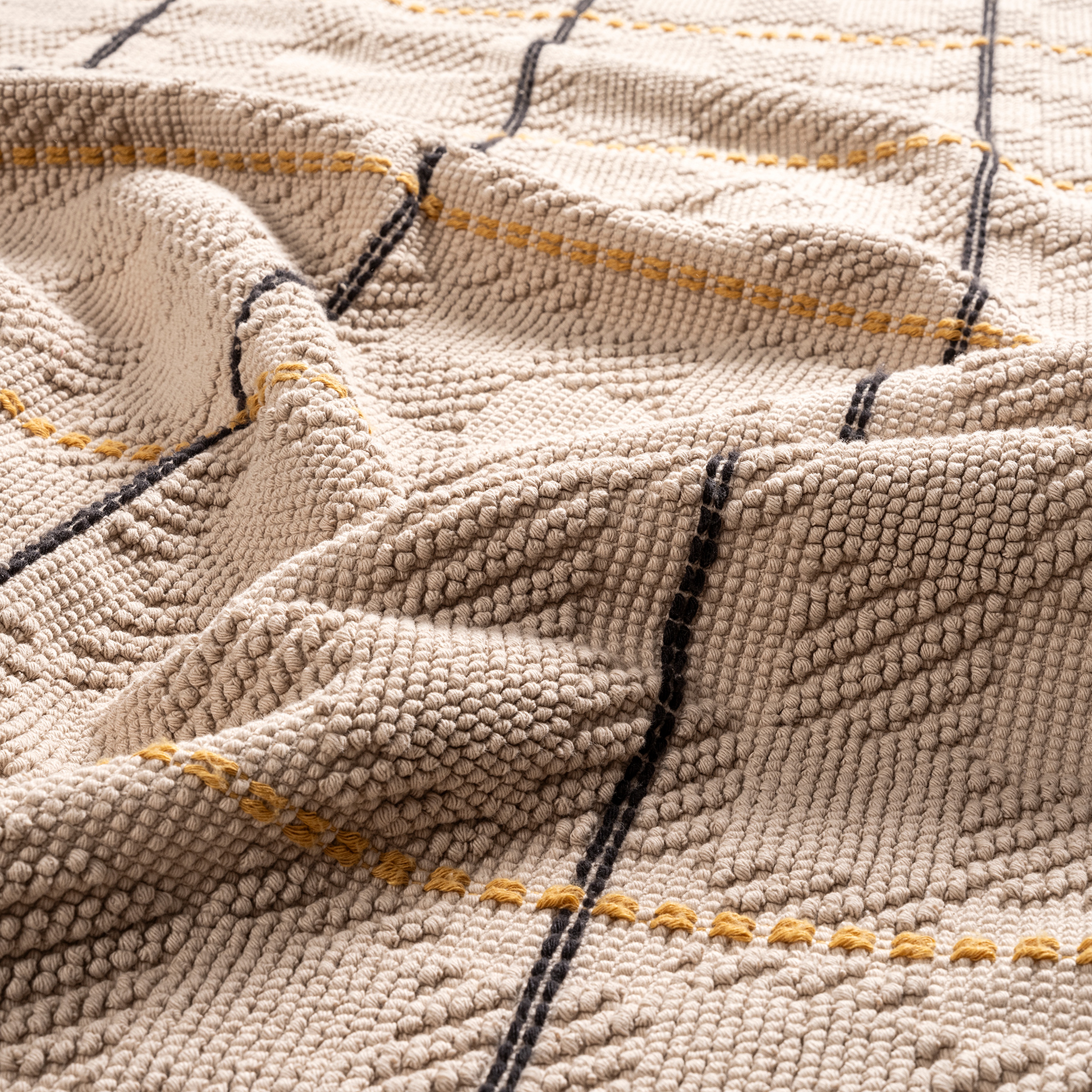 Costa Saçaklı Jakarlı Pamuk %100 Pamuk Kilim 180x250 Cm Bej