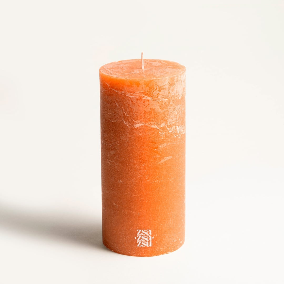 Deurne Parafın Mum 9x9x19 Cm Turuncu