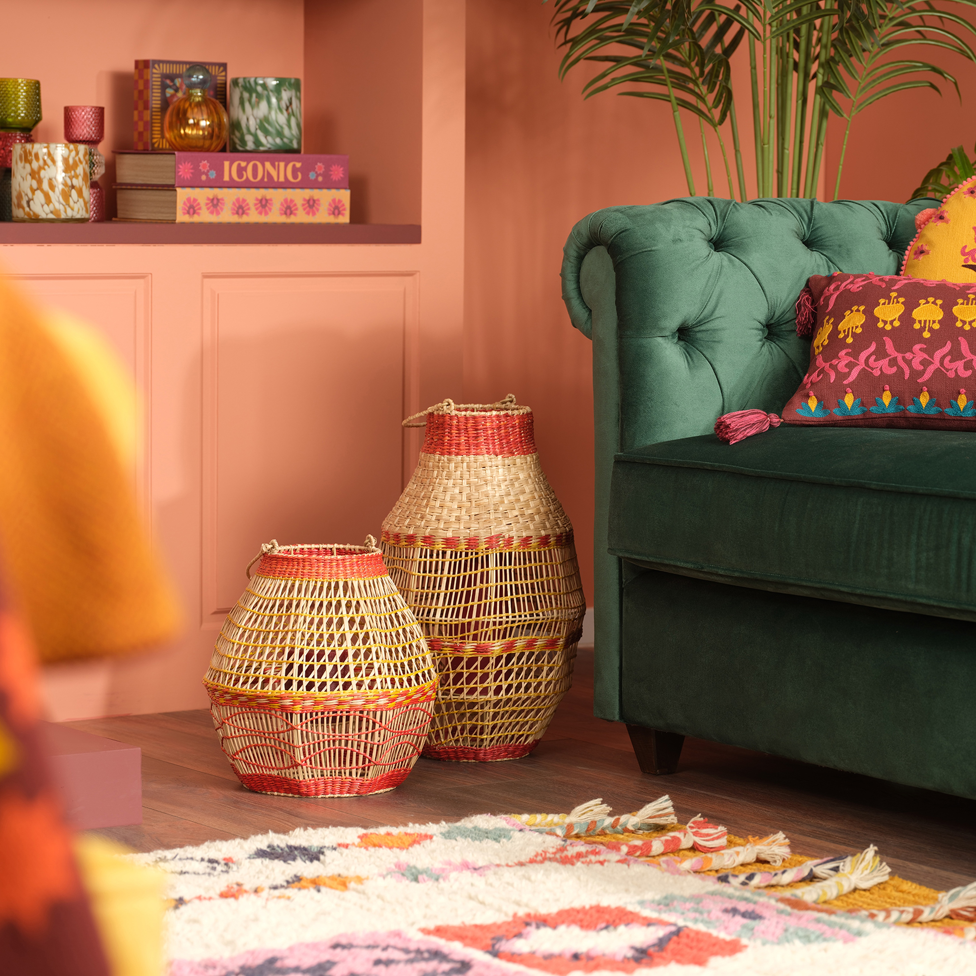 Tam Dao Deniz Çayırı - Cam - Metal Fener 30x30x47 Cm Renkli