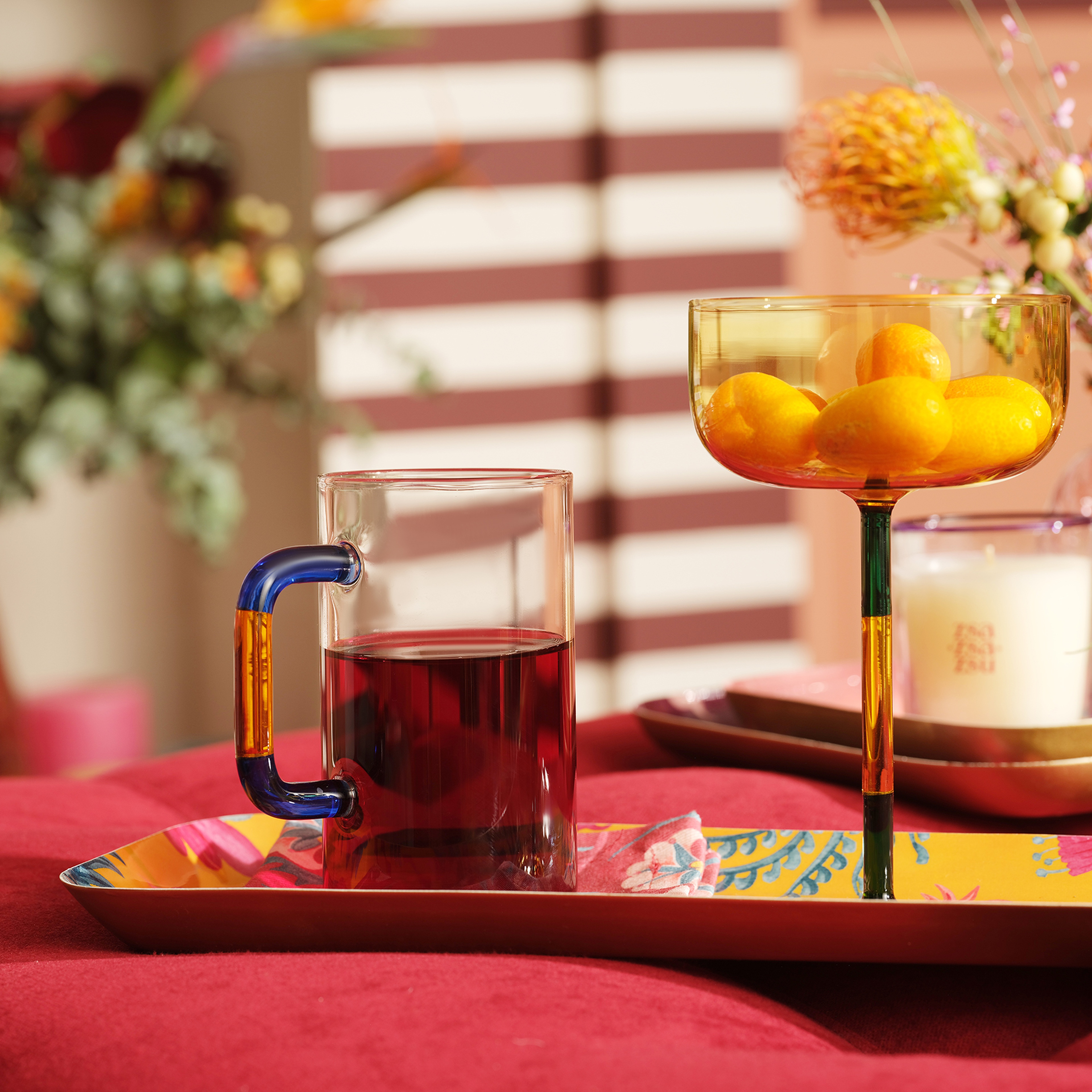 Henan Borosilikat Cam Kupa 380 Ml Mavi