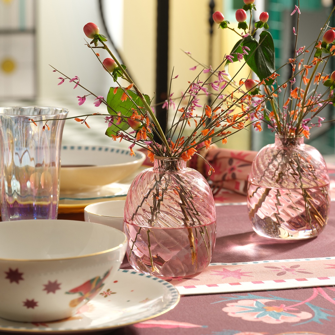 Nanjıng Borosilikat Cam Dekoratif Obje 9x9x11 Cm Pembe