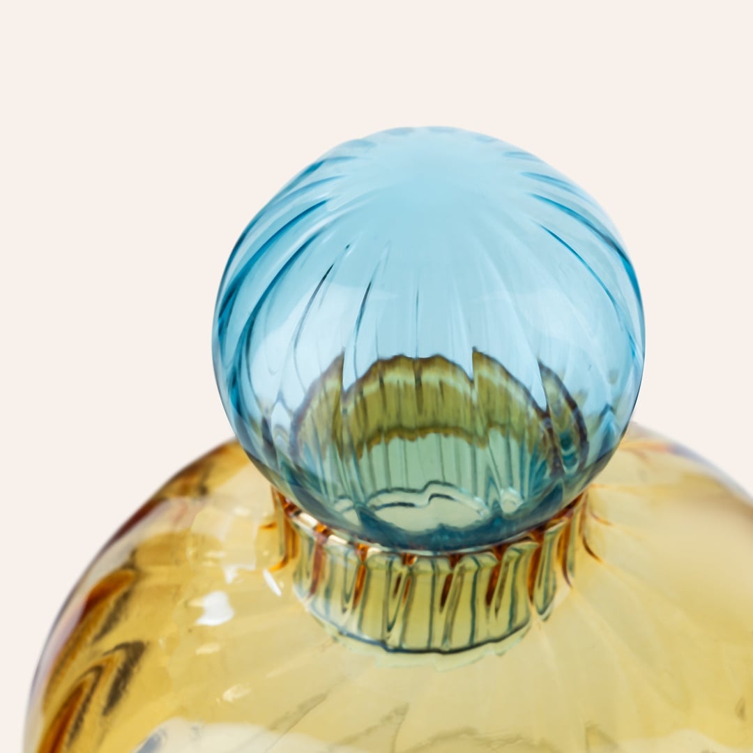 Nanjıng Borosilikat Cam Dekoratif Obje 10x10x13 Cm Amber - Mavi