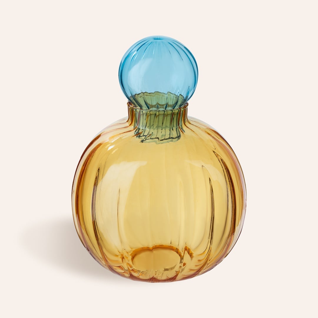 Nanjıng Borosilikat Cam Dekoratif Obje 10x10x13 Cm Amber - Mavi