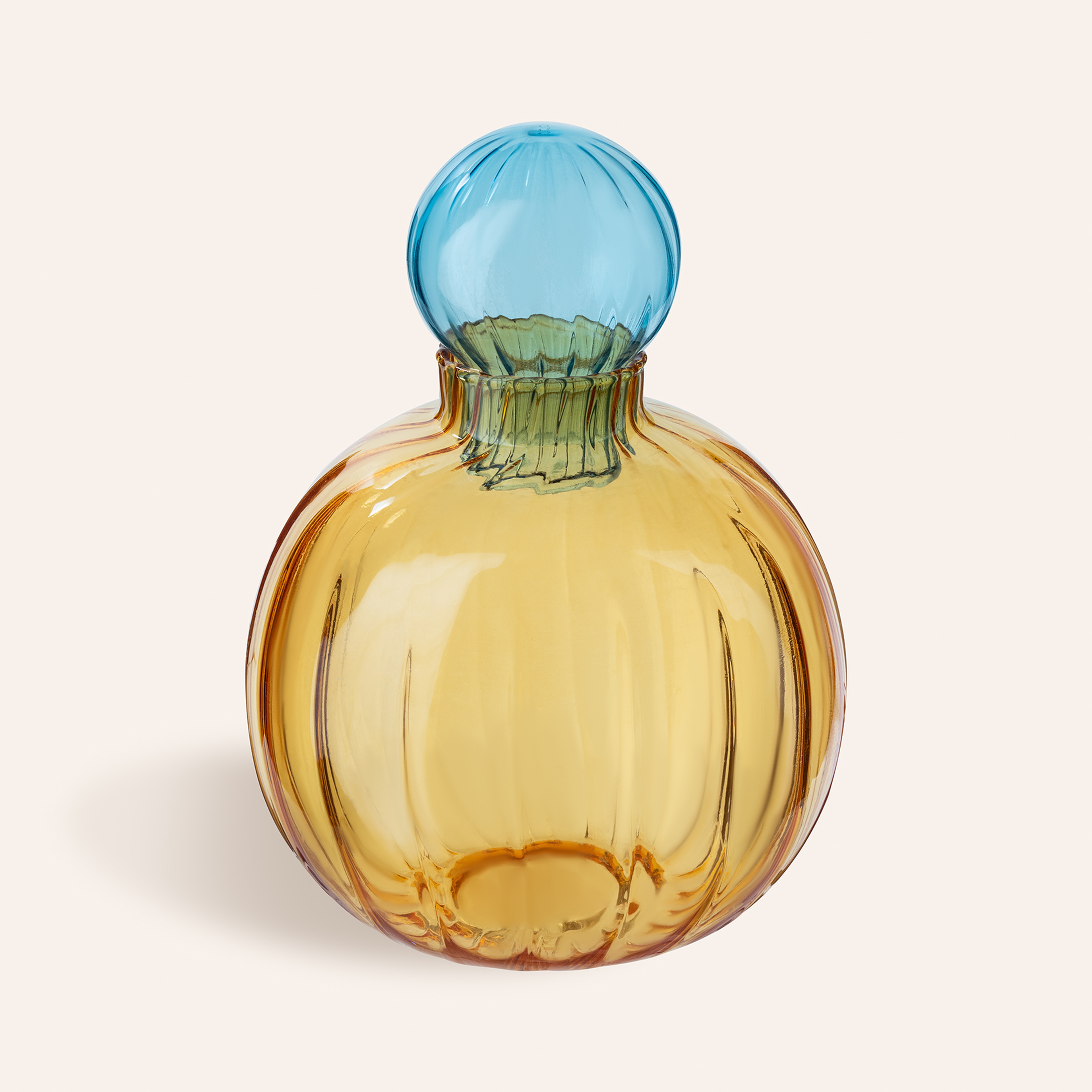 Nanjıng Borosilikat Cam Dekoratif Obje 10x10x13 Cm Amber - Mavi