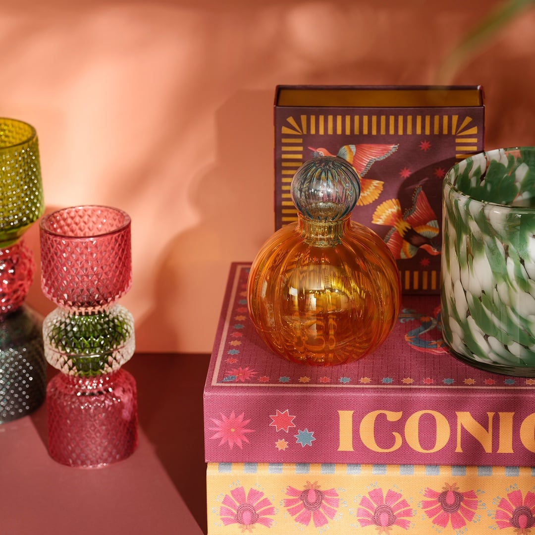 Nanjıng Borosilikat Cam Dekoratif Obje 10x10x13 Cm Amber - Mavi