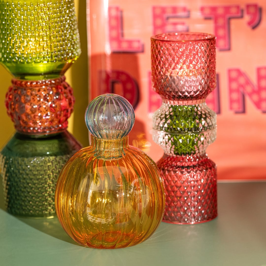 Nanjıng Borosilikat Cam Dekoratif Obje 10x10x13 Cm Amber - Mavi