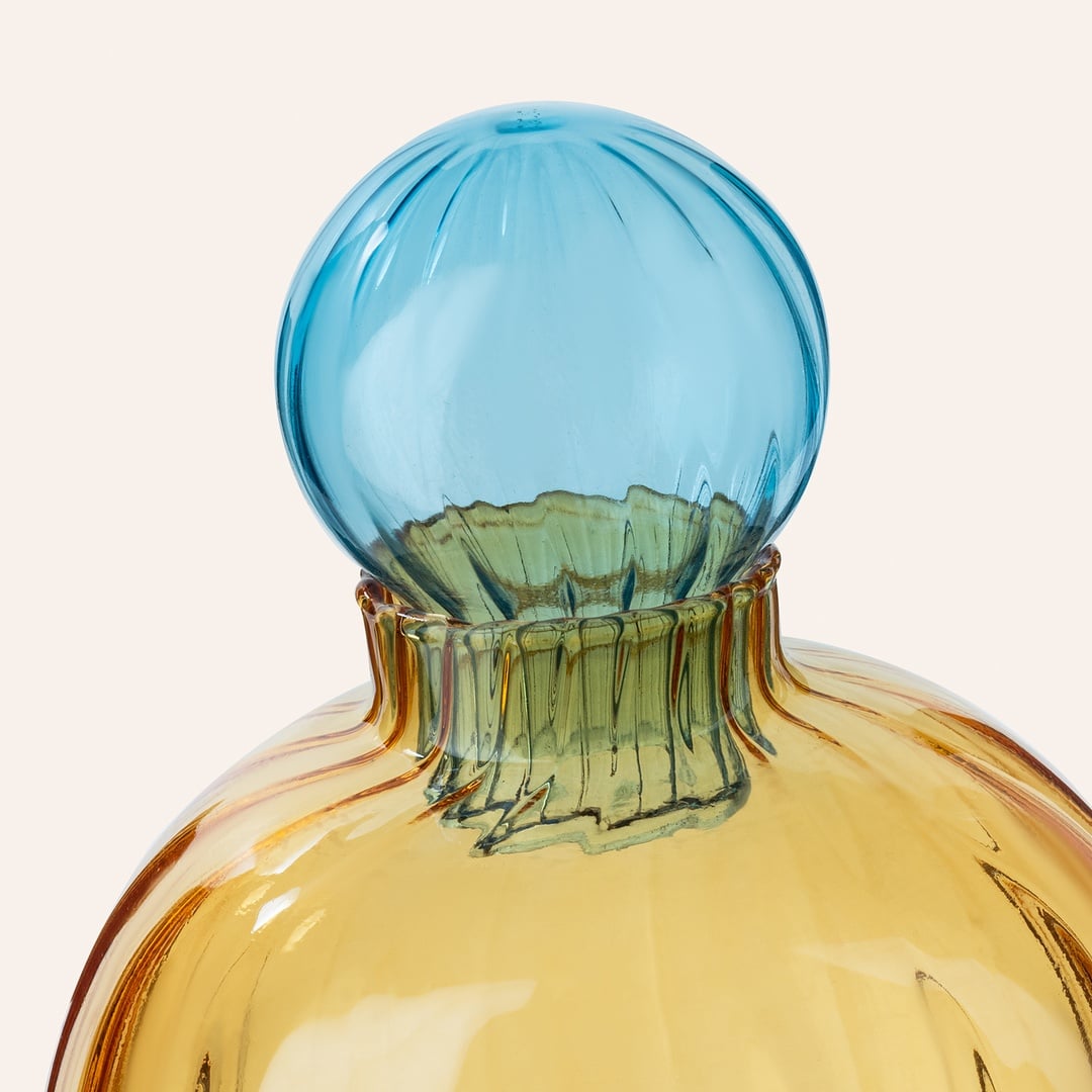 Nanjıng Borosilikat Cam Dekoratif Obje 10x10x13 Cm Amber - Mavi