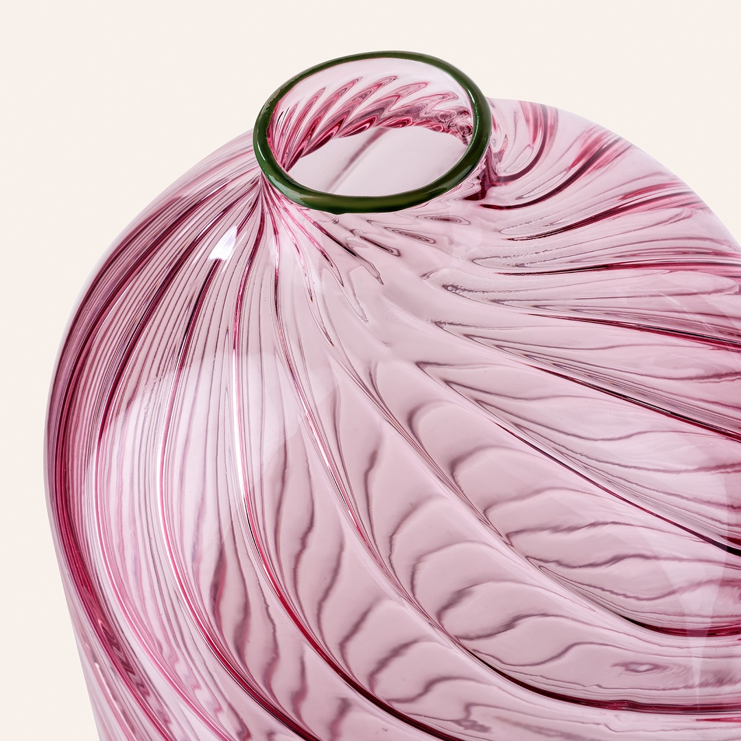 Nanjıng Borosilikat Cam Dekoratif Obje 10x10x21 Cm Pembe