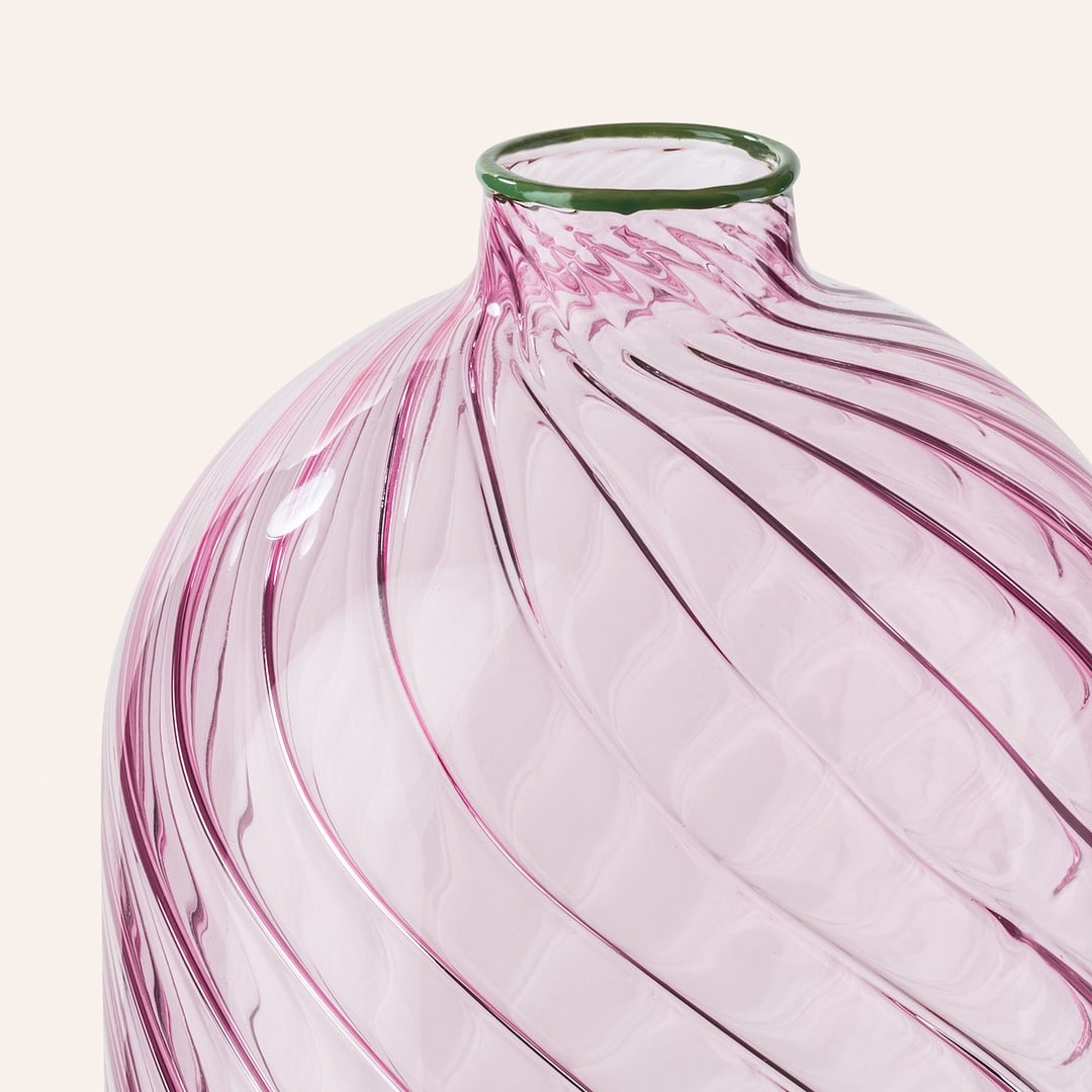 Nanjıng Borosilikat Cam Dekoratif Obje 10x10x21 Cm Pembe