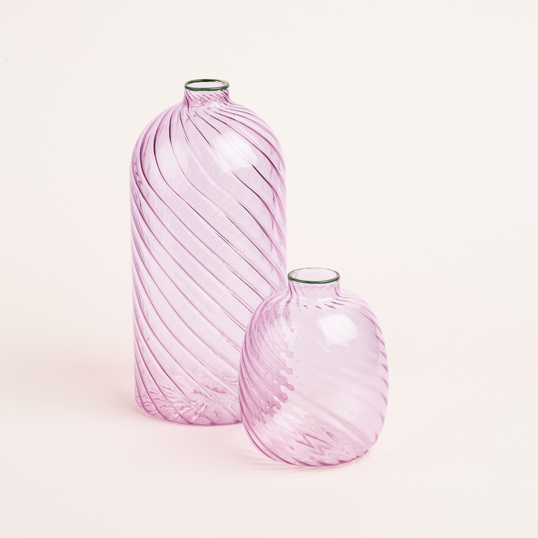 Nanjıng Borosilikat Cam Dekoratif Obje 10x10x21 Cm Pembe