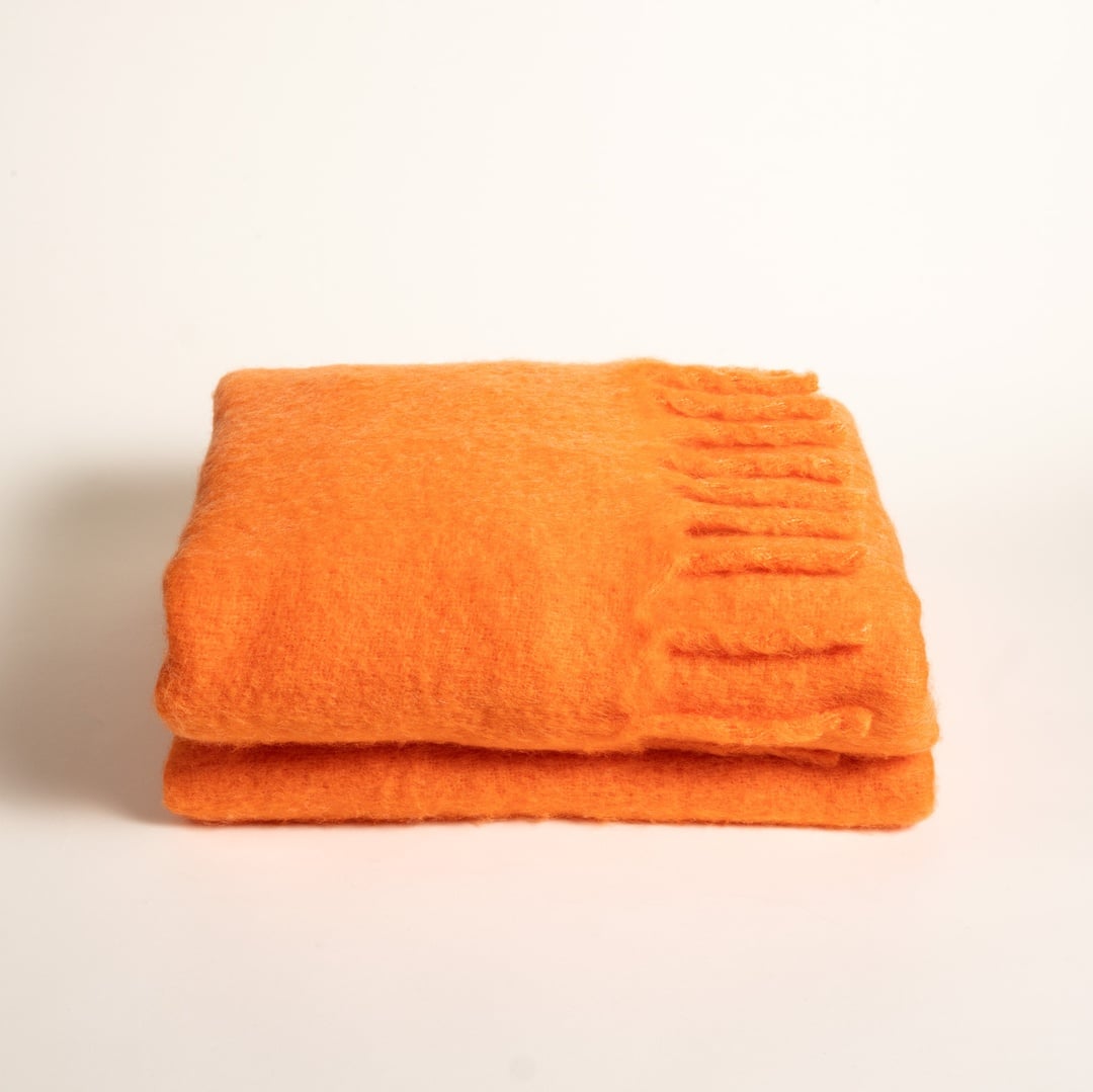 Ropar Saçaklı Akrilik Yün Akrilik Yün Koltuk Şalı 140x180 Cm Turuncu