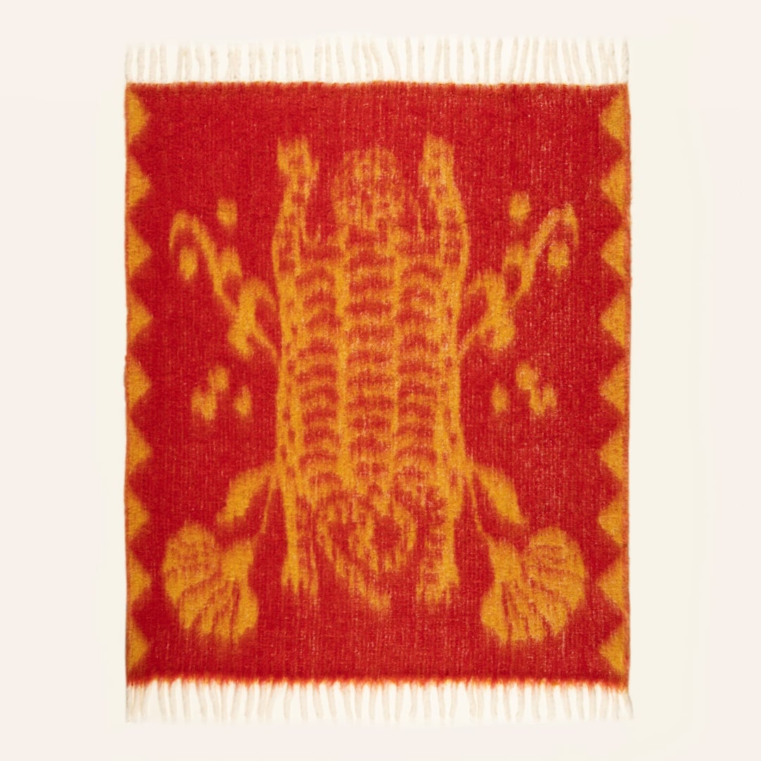 Ropar Saçaklı Jakarlı Akrilik Yün Akrilik Yün Koltuk Şalı 130x180 Cm Fuşya - Mango