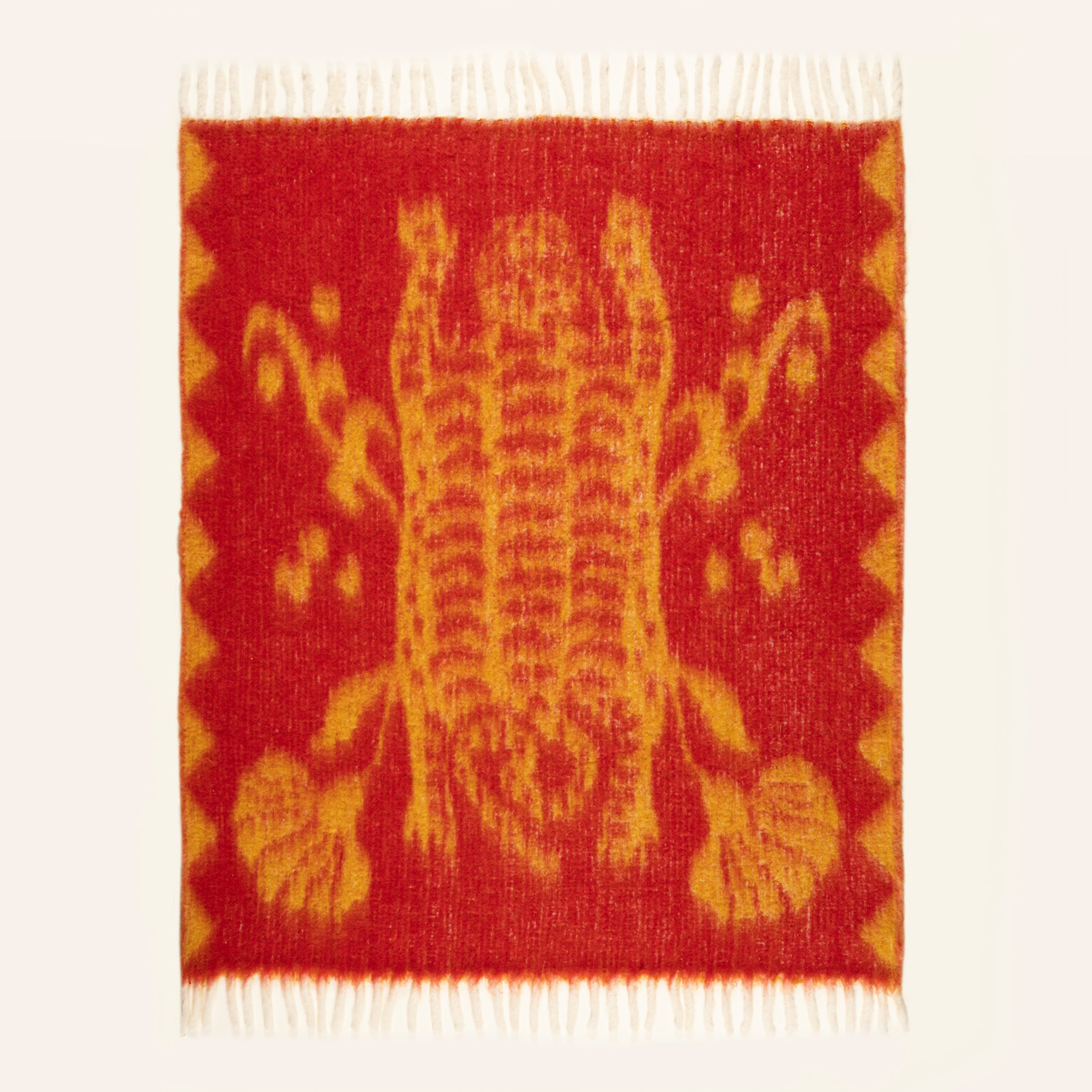 Ropar Saçaklı Jakarlı Akrilik Yün Akrilik Yün Koltuk Şalı 130x180 Cm Fuşya - Mango