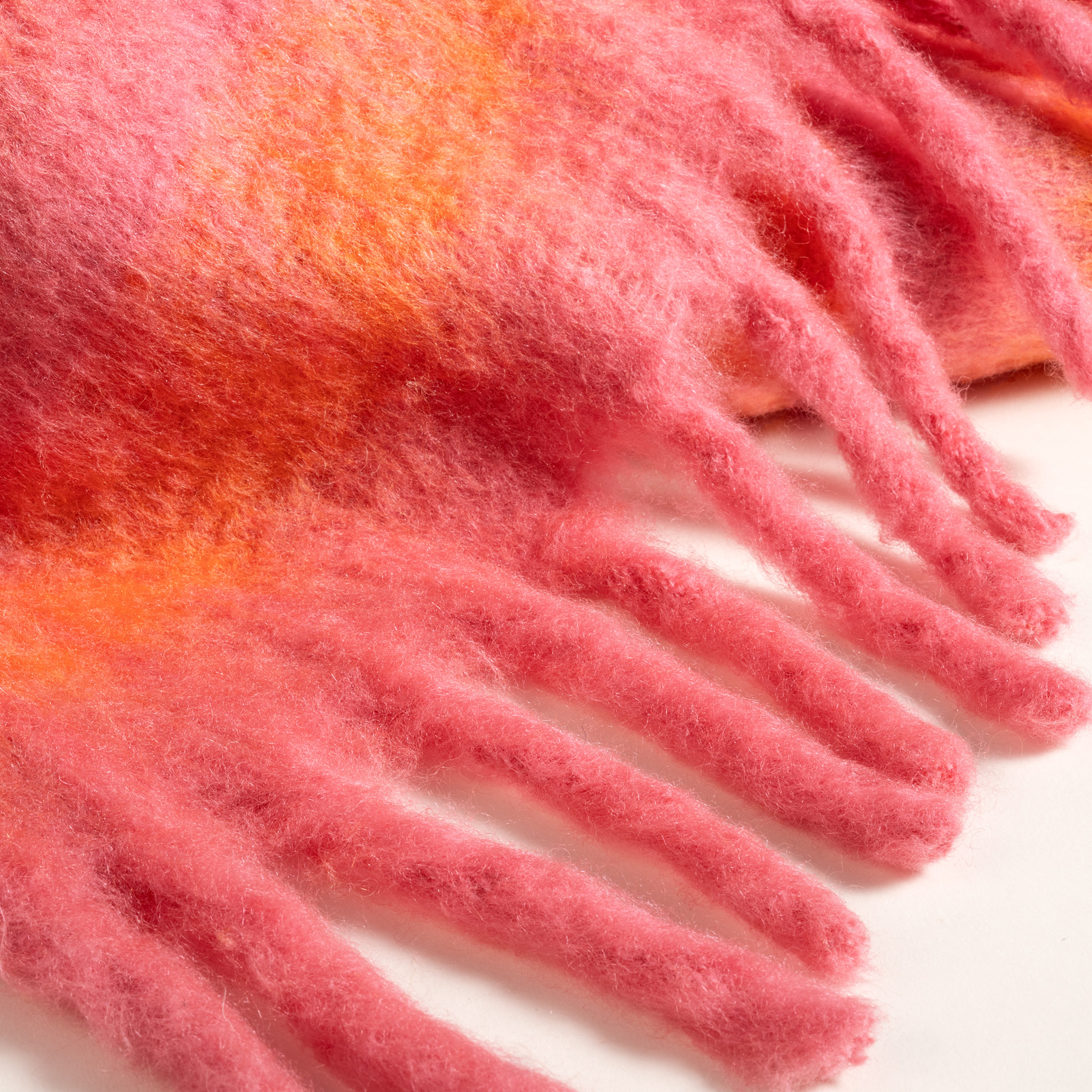 Ropar Saçaklı Çizgili Akrilik Yün Akrilik Yün Koltuk Şalı 140x180 Cm Turuncu - Pembe