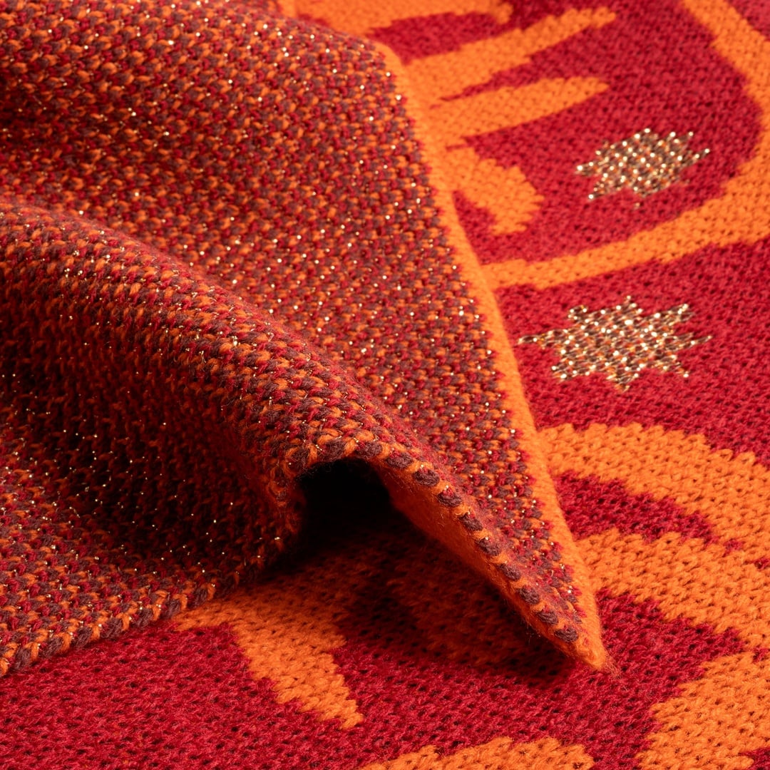 Moda Jakarlı Örme Akrilik 100% Akrilik Koltuk Şalı 130x170 Cm Bordo - Sarı