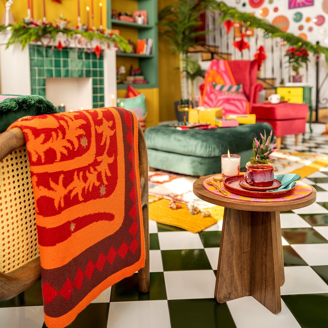 Moda Jakarlı Örme Akrilik 100% Akrilik Koltuk Şalı 130x170 Cm Bordo - Sarı